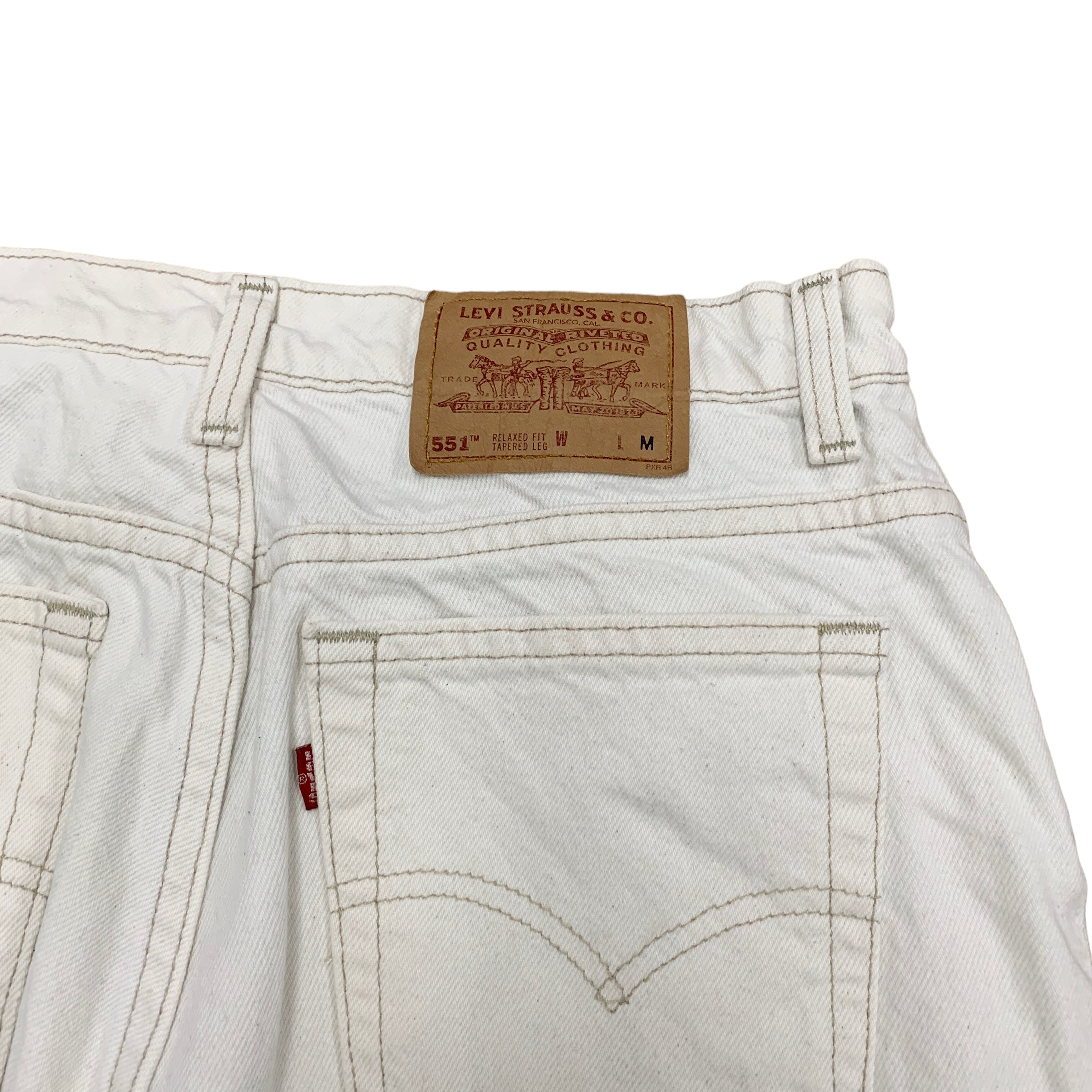 Levis 551 Jeans Womens W34 L32 UK16 Vintage Made In USA White Relaxed Tapered Fit