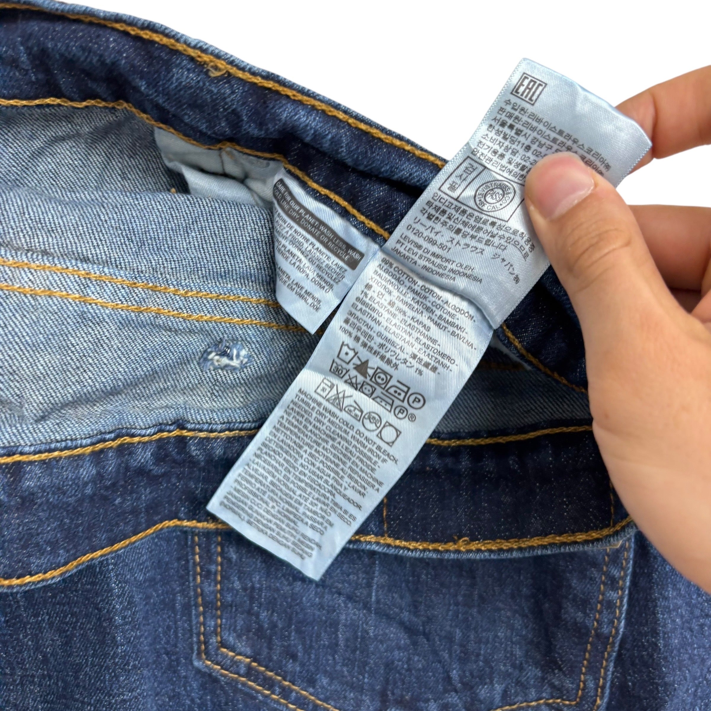 Levis 505 Jeans W40 L34 Mens Dark Blue Regular Straight Fit Stretch Denim (E)