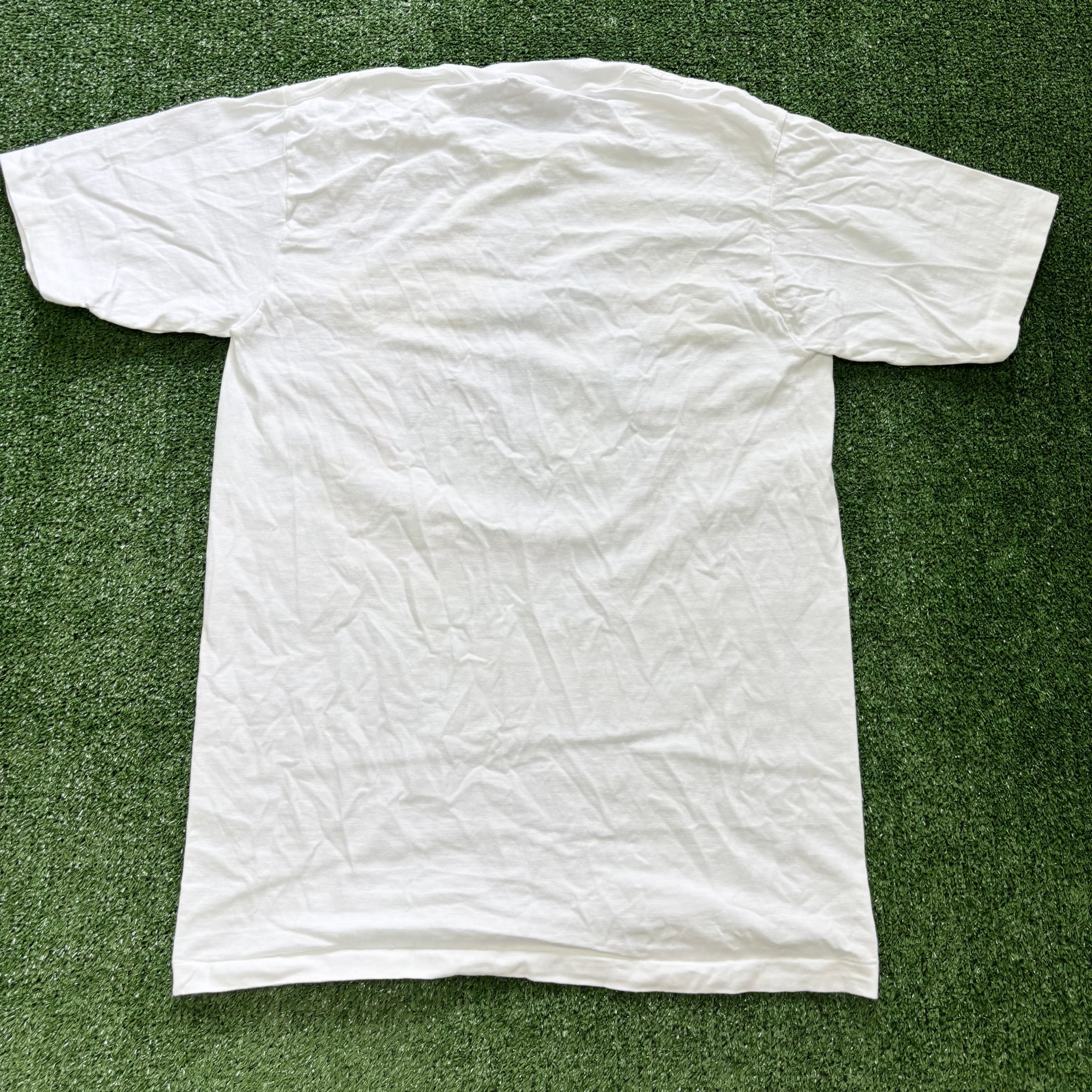 Vintage T Shirt Mens Small White Single Stitch Graphic Print 90s