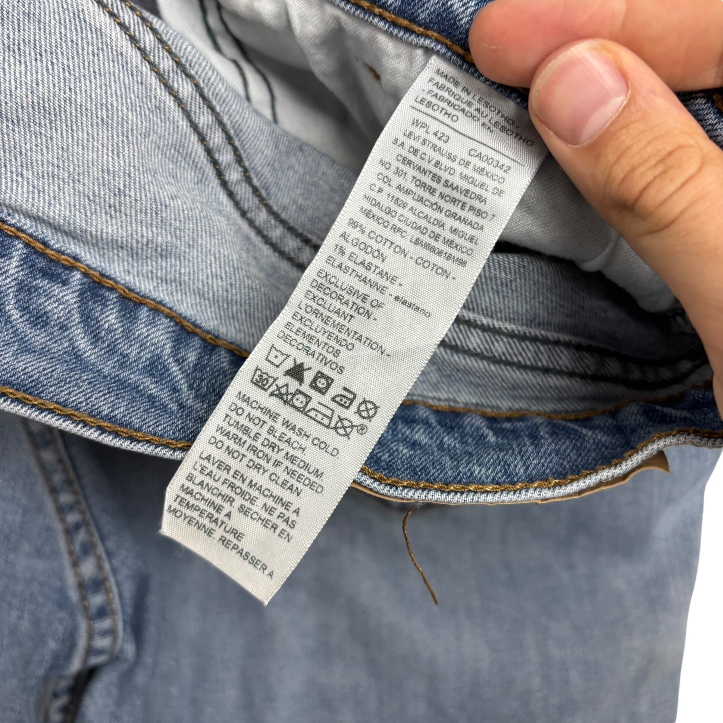 Levis Denizen Jeans W36 L31 Mens Light Blue Relaxed Straight Fit Stretch Denim