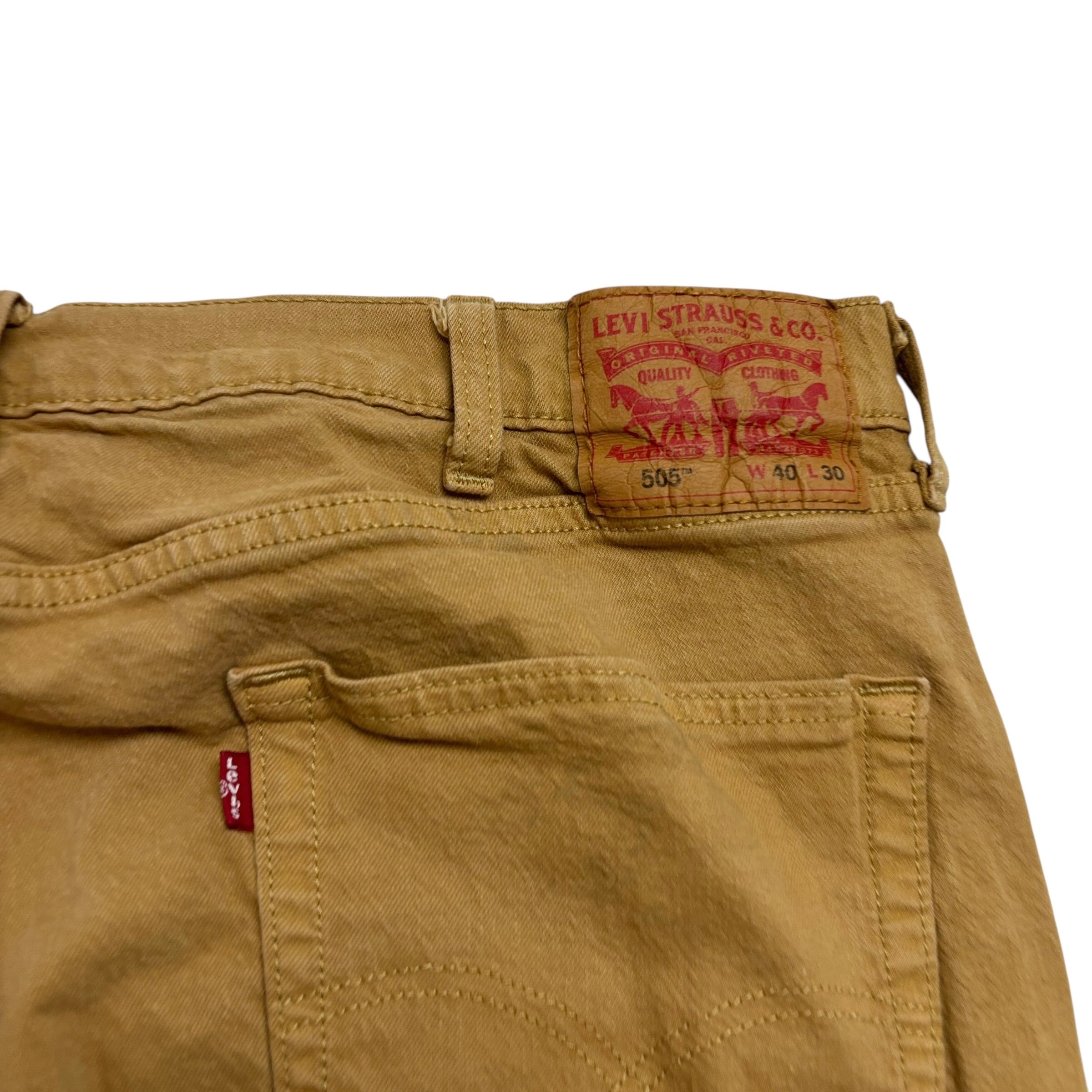 Levis 505 Jeans W40 L30 Mens Yellow Regular Straight Fit Stretch Denim (E)