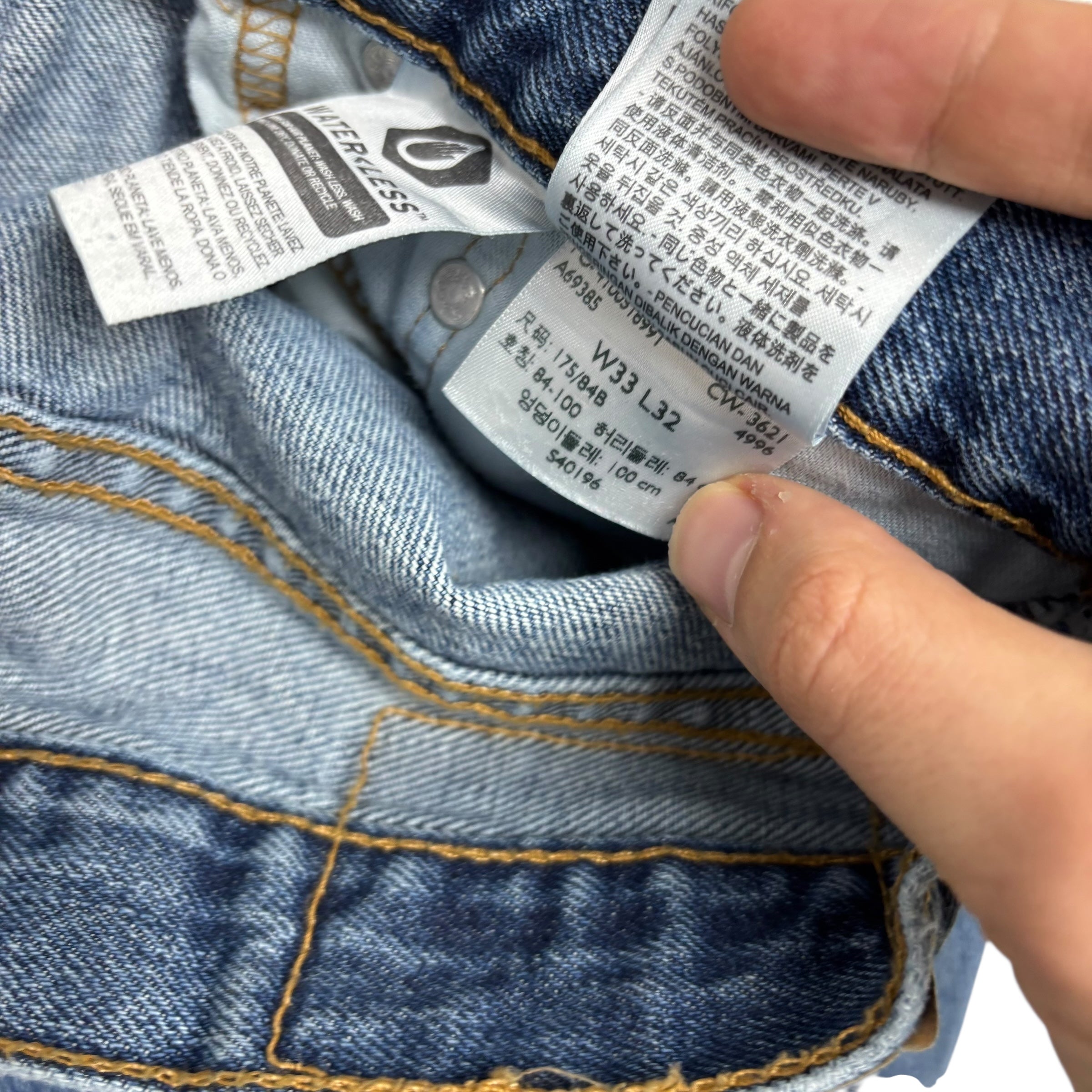 Levis 516 Jeans W33 L32 Mens Mid Blue Slim Straight Fit Denim