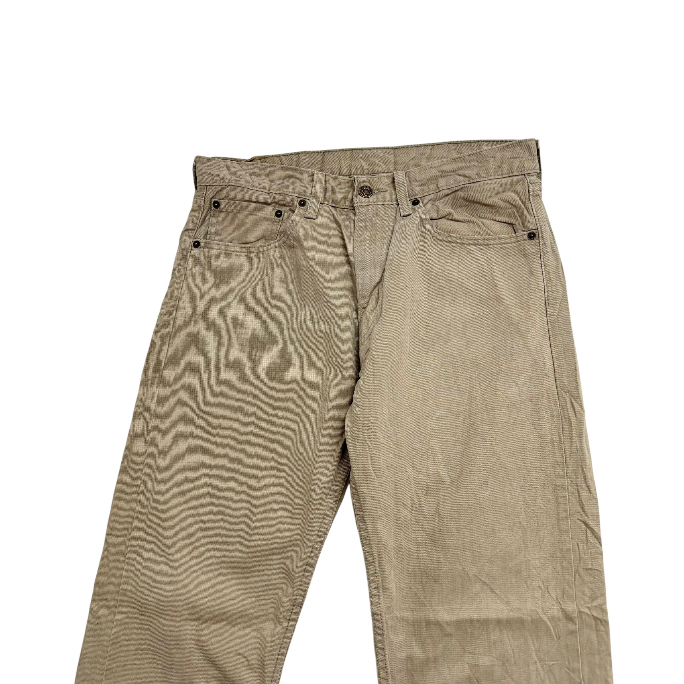 Levis 505 Trousers W33 L32 Mens Beige Stone Regular Straight Fit Cotton Pants