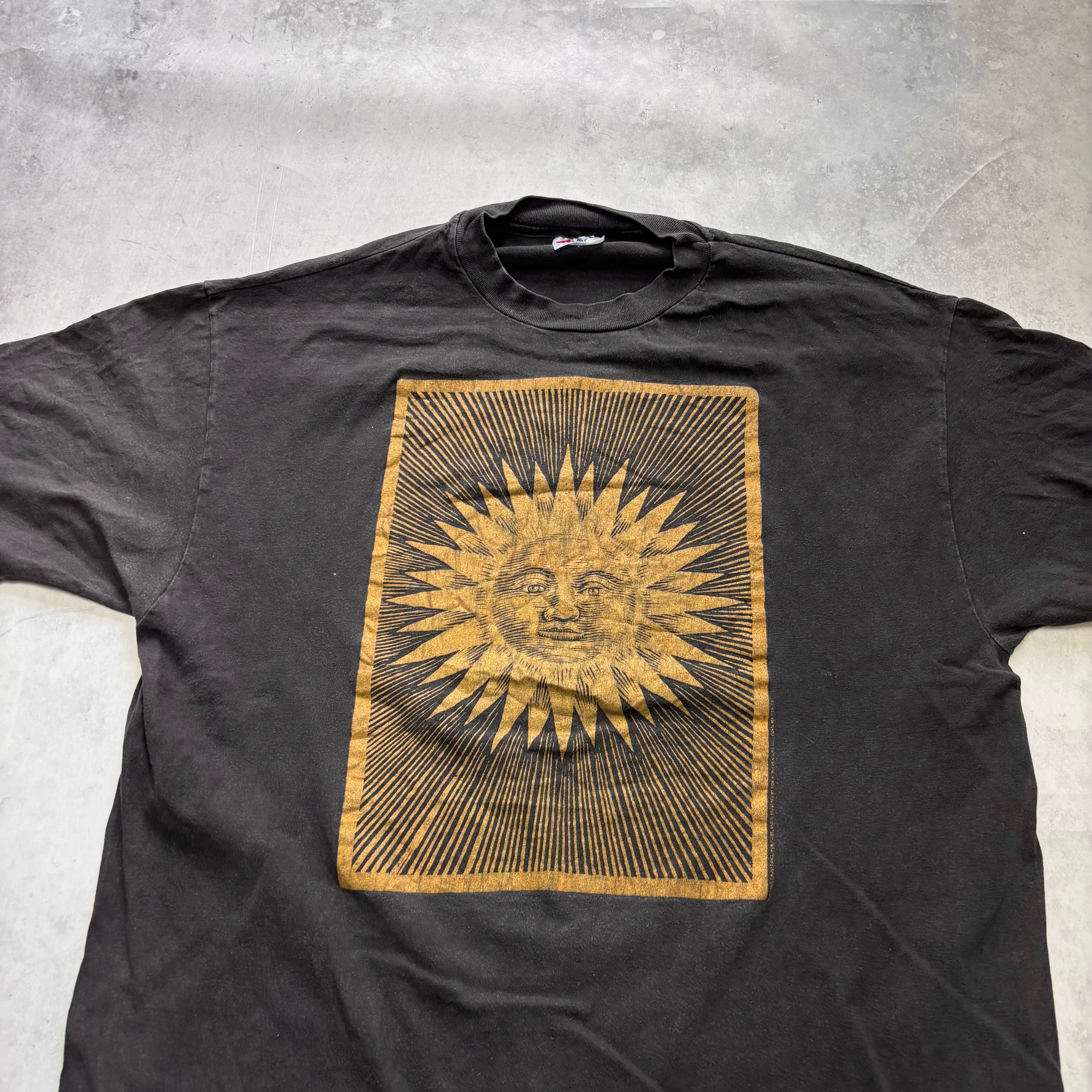 Vintage T Shirt Mens XL Black Single Stitch Graphic Print 90s Sun USA