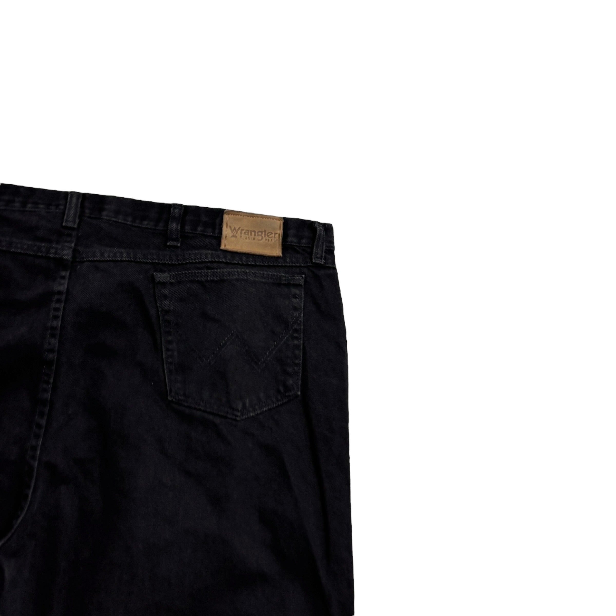 Wrangler Jeans W46 L30 Mens Black Relaxed Tapered Fit Vintage Denim (E)