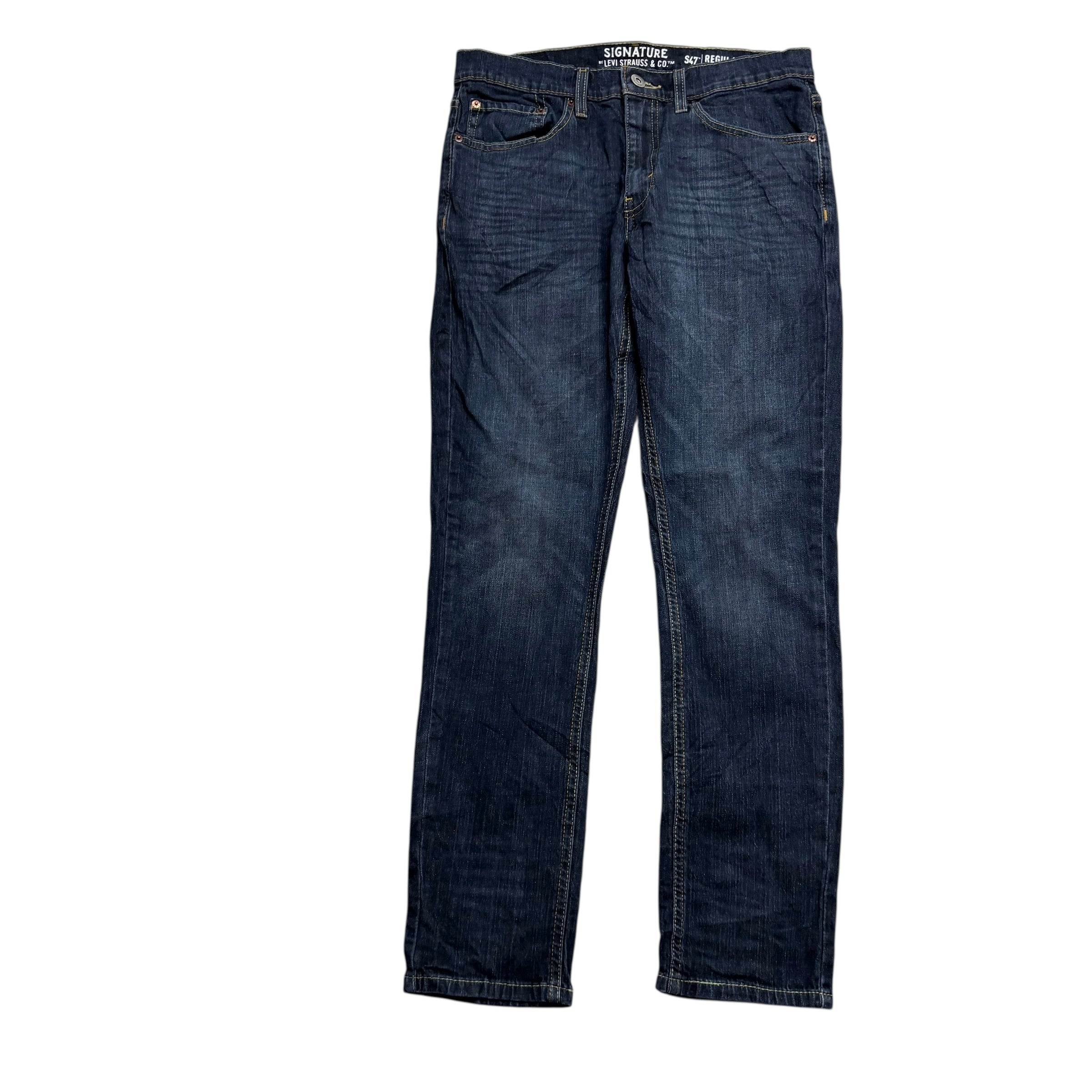 Levis Signature Jeans W32 L32 Mens Dark Blue Regular Tapered Fit Stretch (E)