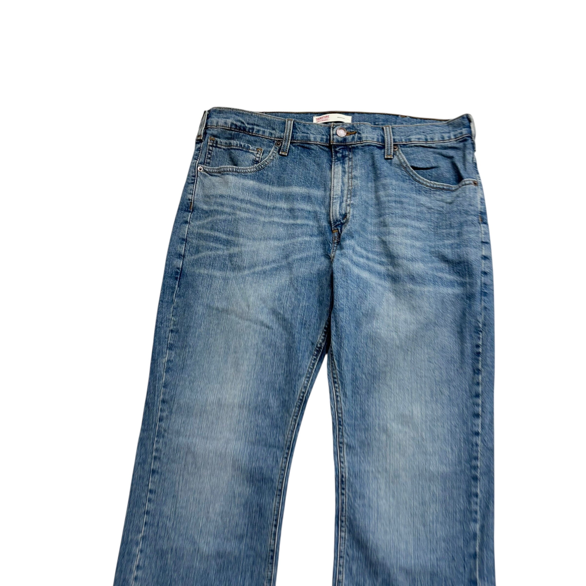 Levis Signature Jeans W36 L32 Mens Light Blue Regular Bootcut Stretch Denim (E)