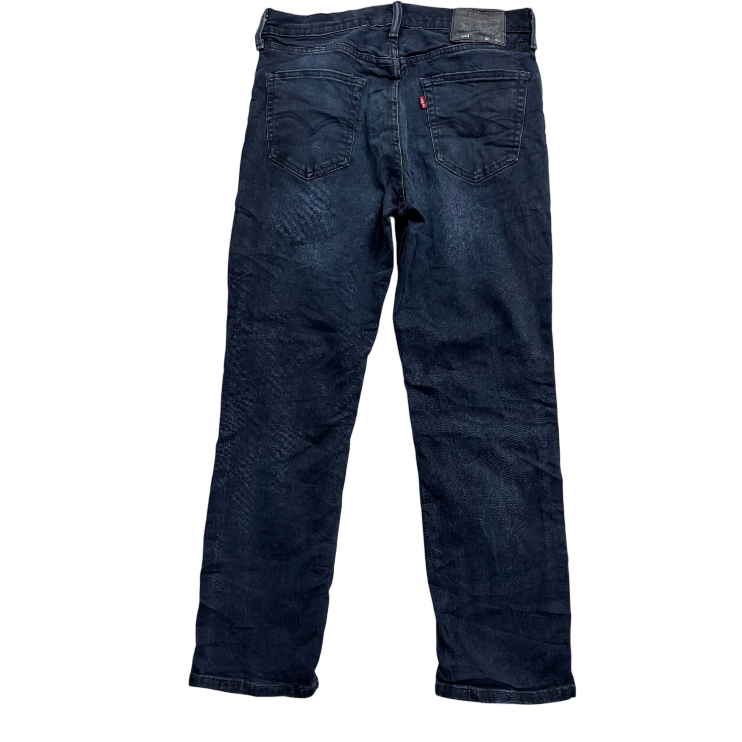 Levis 541 Jeans W30 L29 Mens Navy Blue Athletic Tapered Fit Stretch Denim (E)