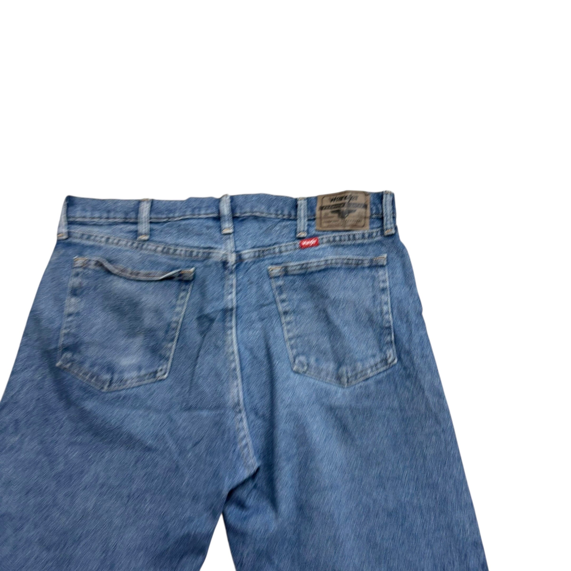 Wrangler Jorts W34 Mens Denim Shorts Mid Blue Regular Fit Stretch