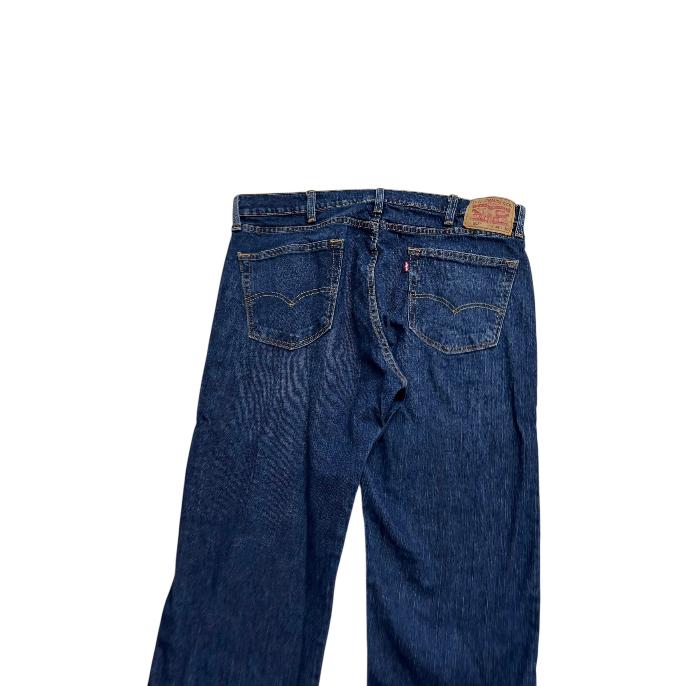 Levis 505 Jeans W38 L30 Mens Dark Blue Regular Straight Fit Denim (E)