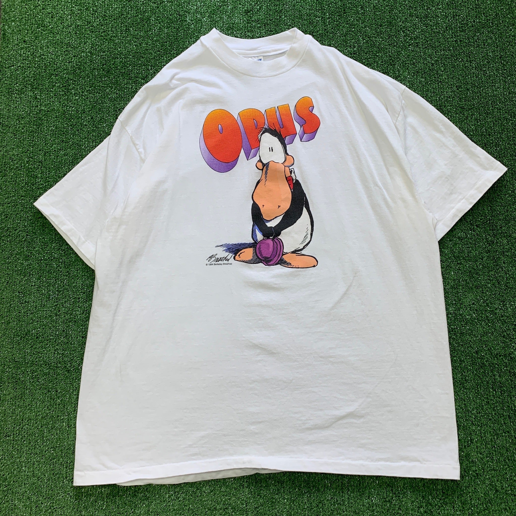 Vintage T Shirt Mens XXL White Single Stitch Graphic Print 90s USA Cartoon