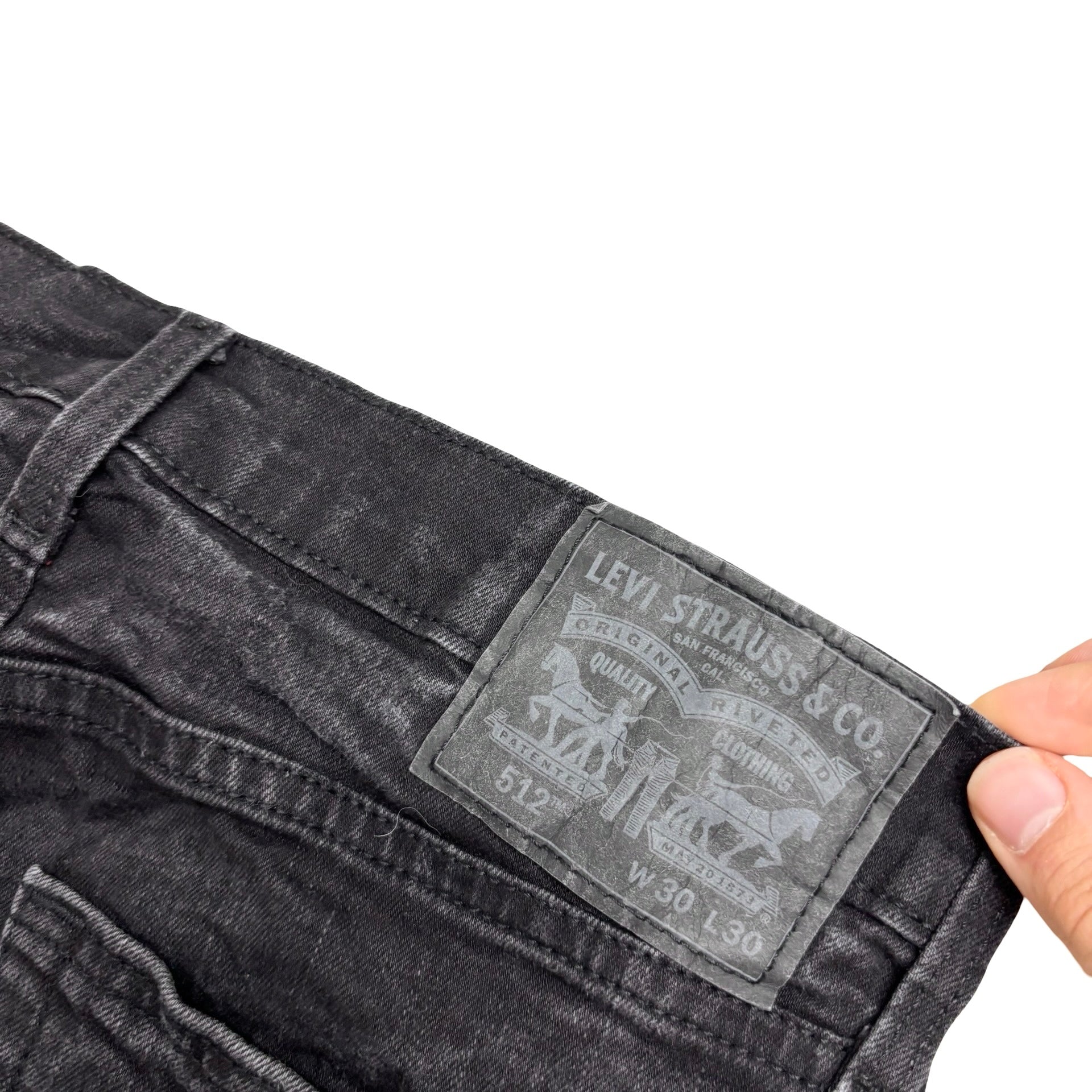 Levis 512 Jeans W30 L29 Mens Black Slim Tapered Fit Stretch Denim (E)
