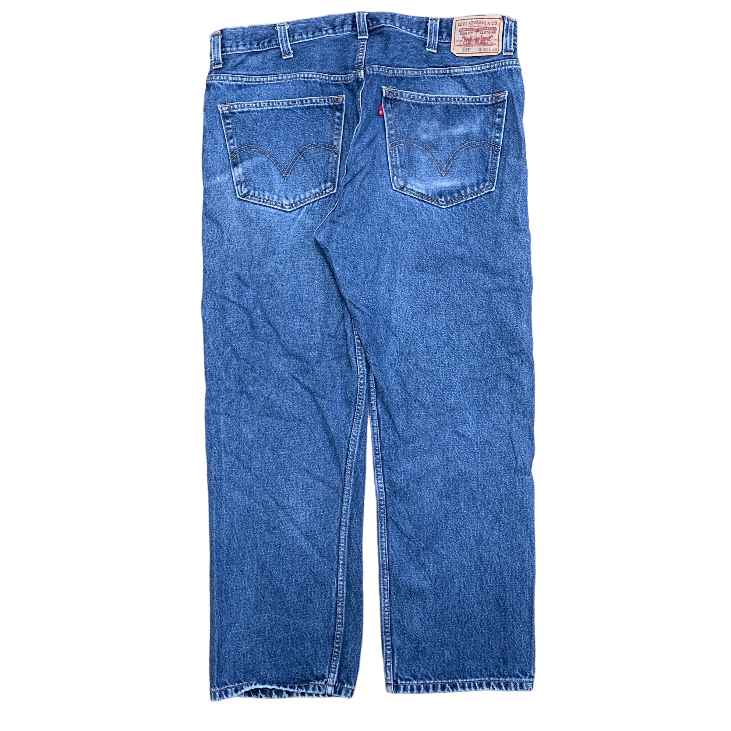 Levis 505 Jeans W40 L30 Mens Blue Vintage Regular Straight Fit Denim