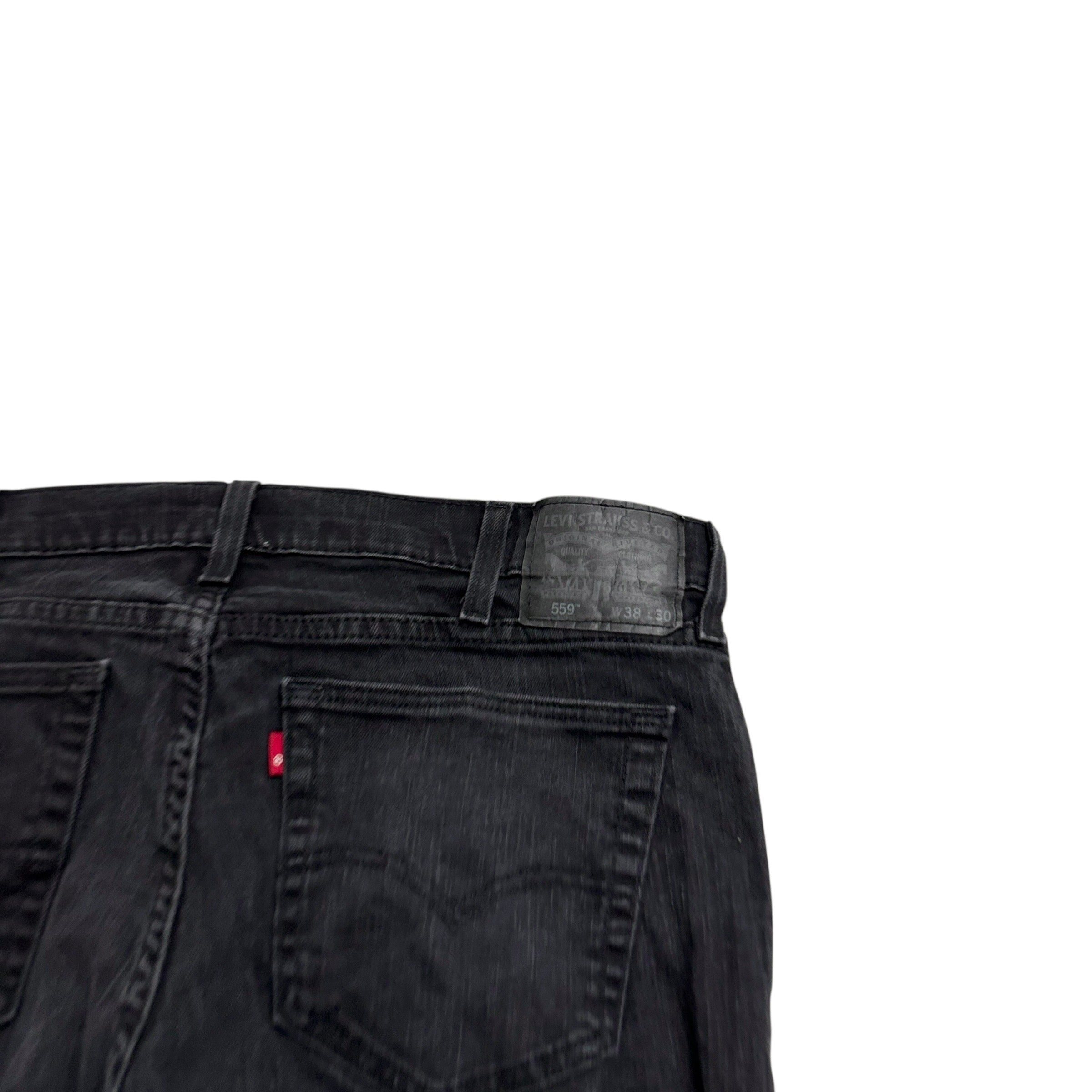 Levis 559 Jeans W38 L30 Mens Black Regular Straight Fit Stretch Denim