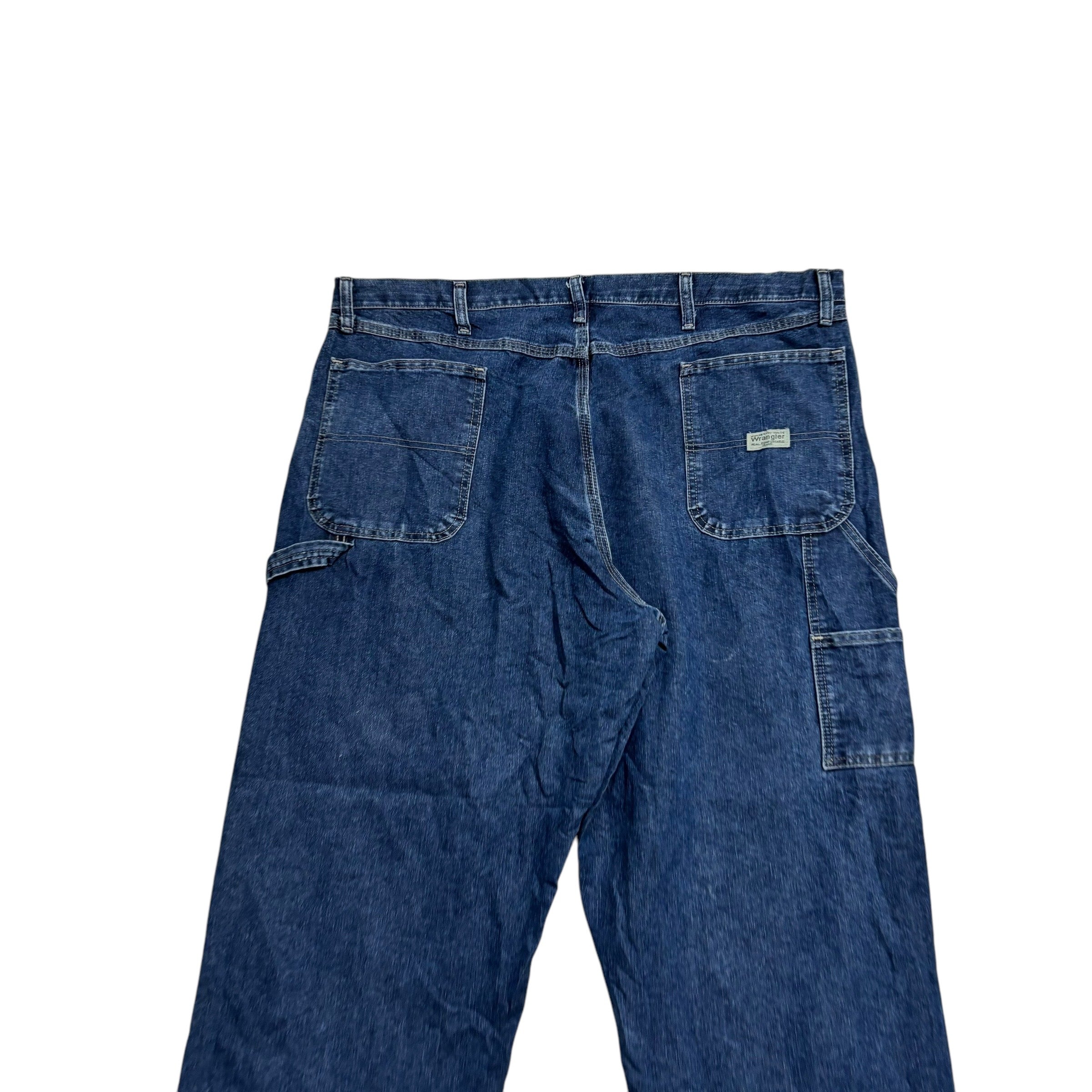 Wrangler Carpenter Jeans W42 L30 Mens Dark Blue Relaxed Straight Fit Denim (E)