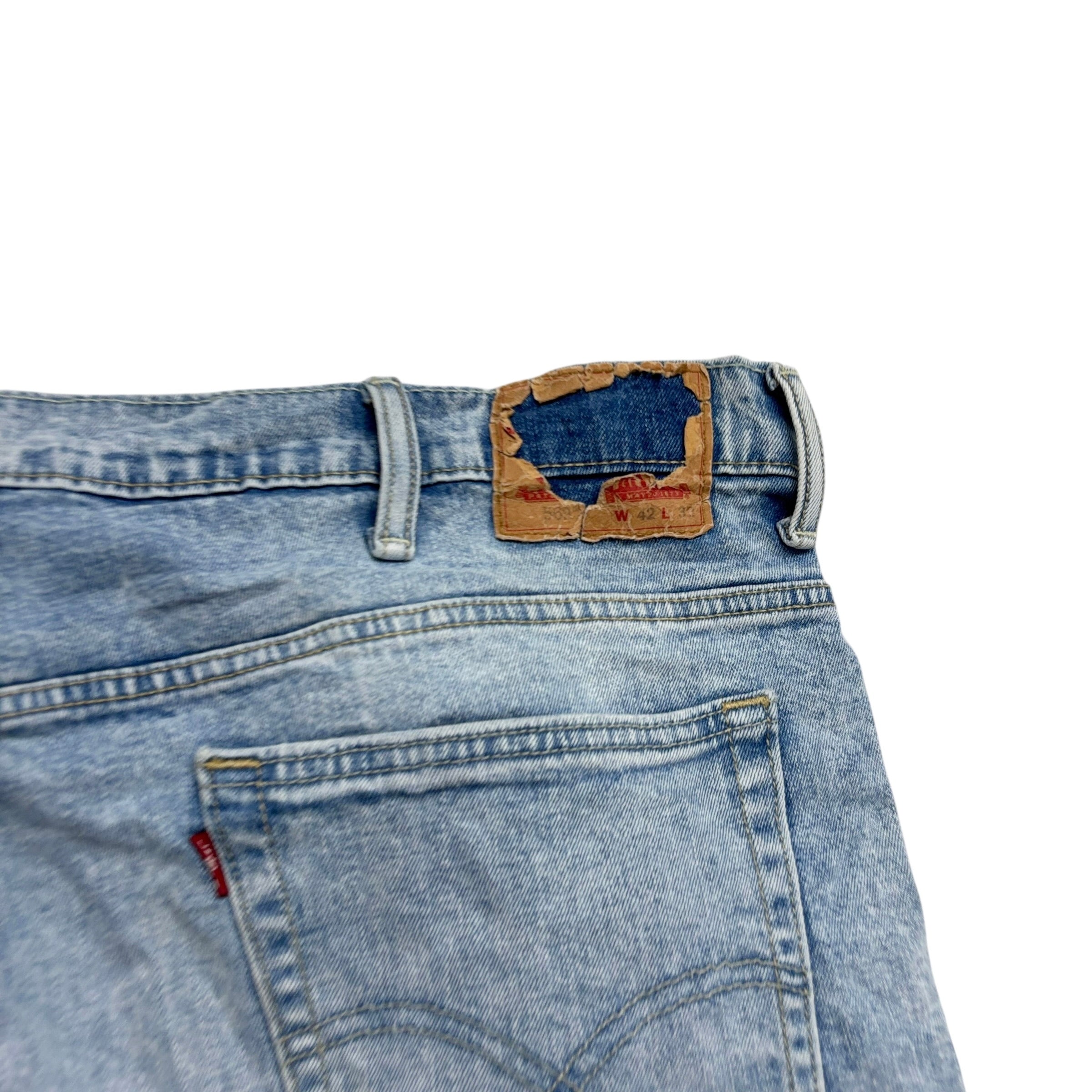 Levis 569 Jeans W42 L32 Mens Light Blue Baggy Relaxed Straight Fit Stretch Denim