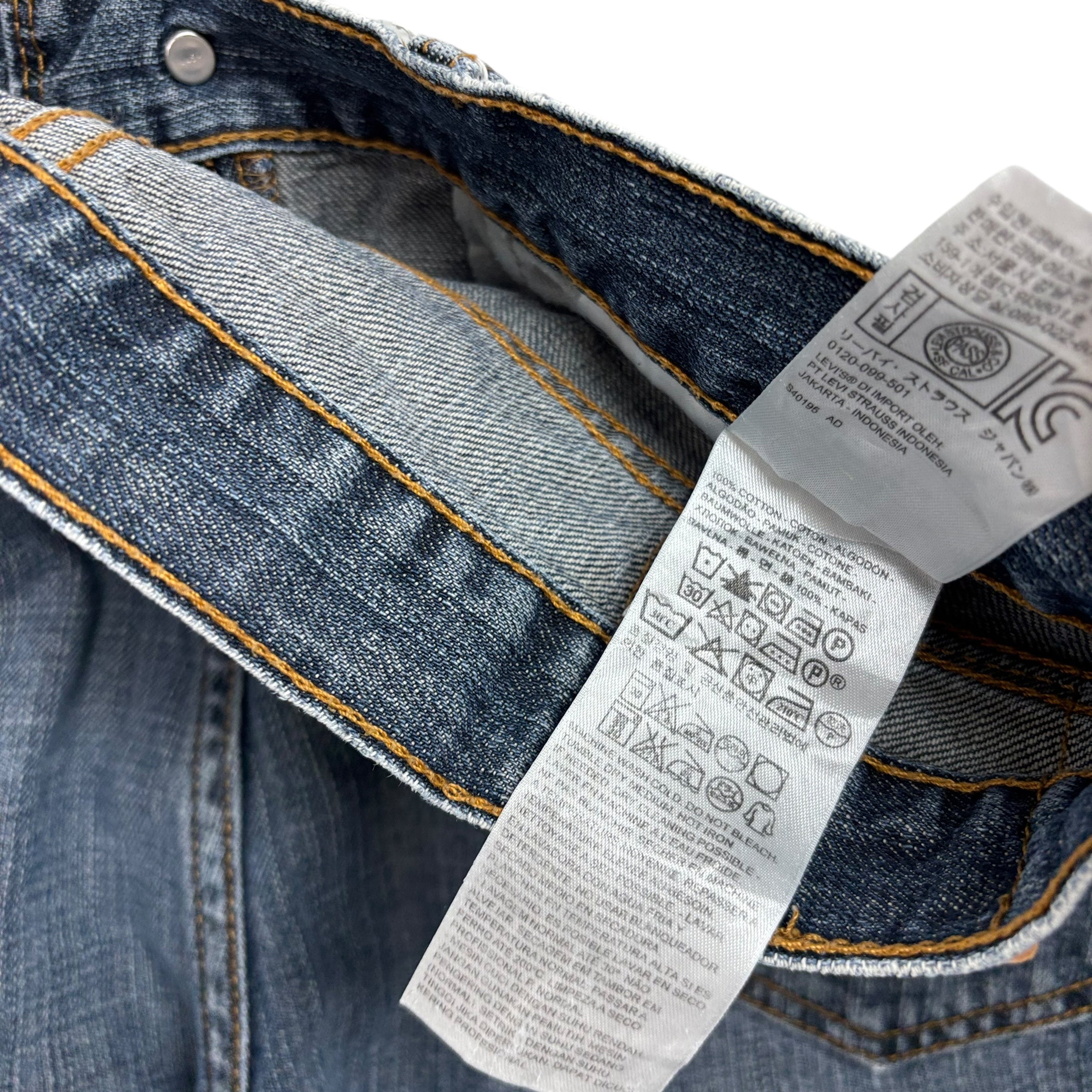 Levis 505 Jeans W33 L28 Mens Mid Blue Regular Straight Fit Denim (E)