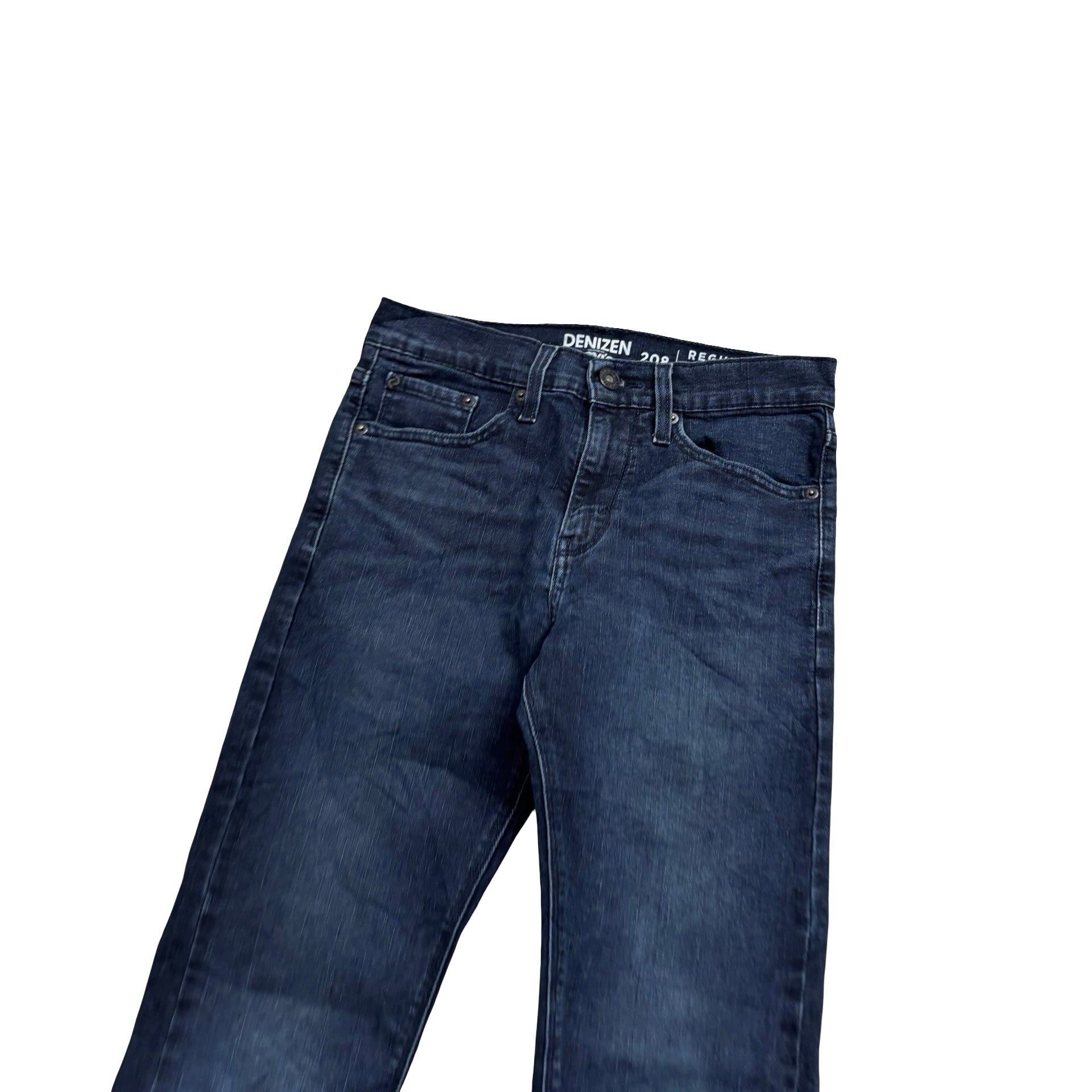 Levis Denizen Jeans W28 L30 Mens Navy Blue Regular Tapered Fit Stretch (E)