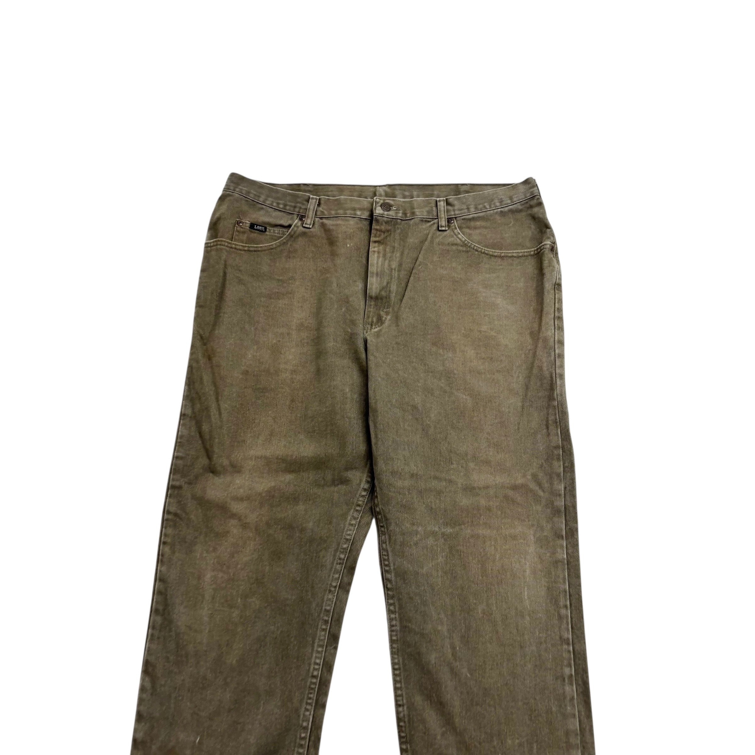 Lee Jeans W40 L30 Mens Green Regular Straight Fit Vintage Denim
