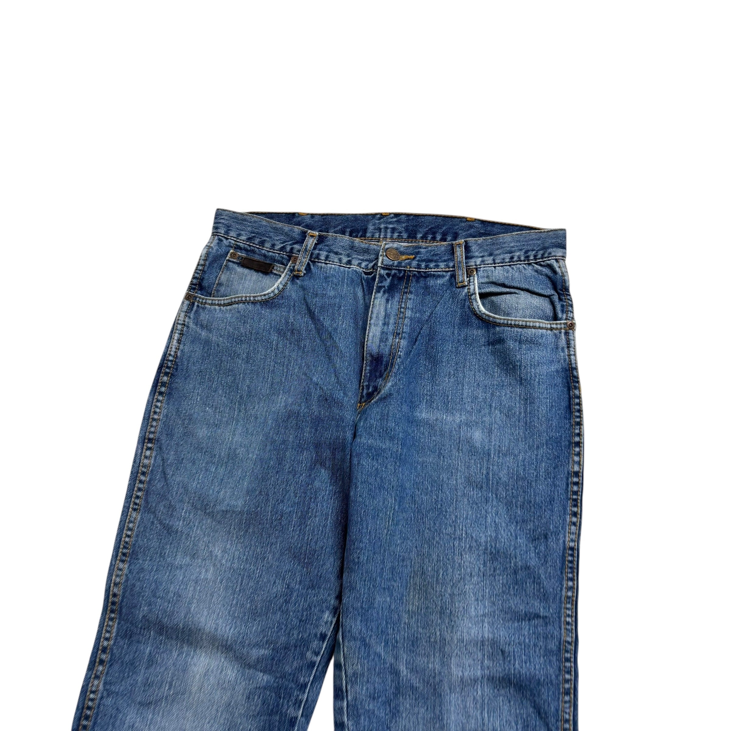 Wrangler Texas Jeans W33 L30 Mens Mid Blue Regular Straight Fit Denim (F)