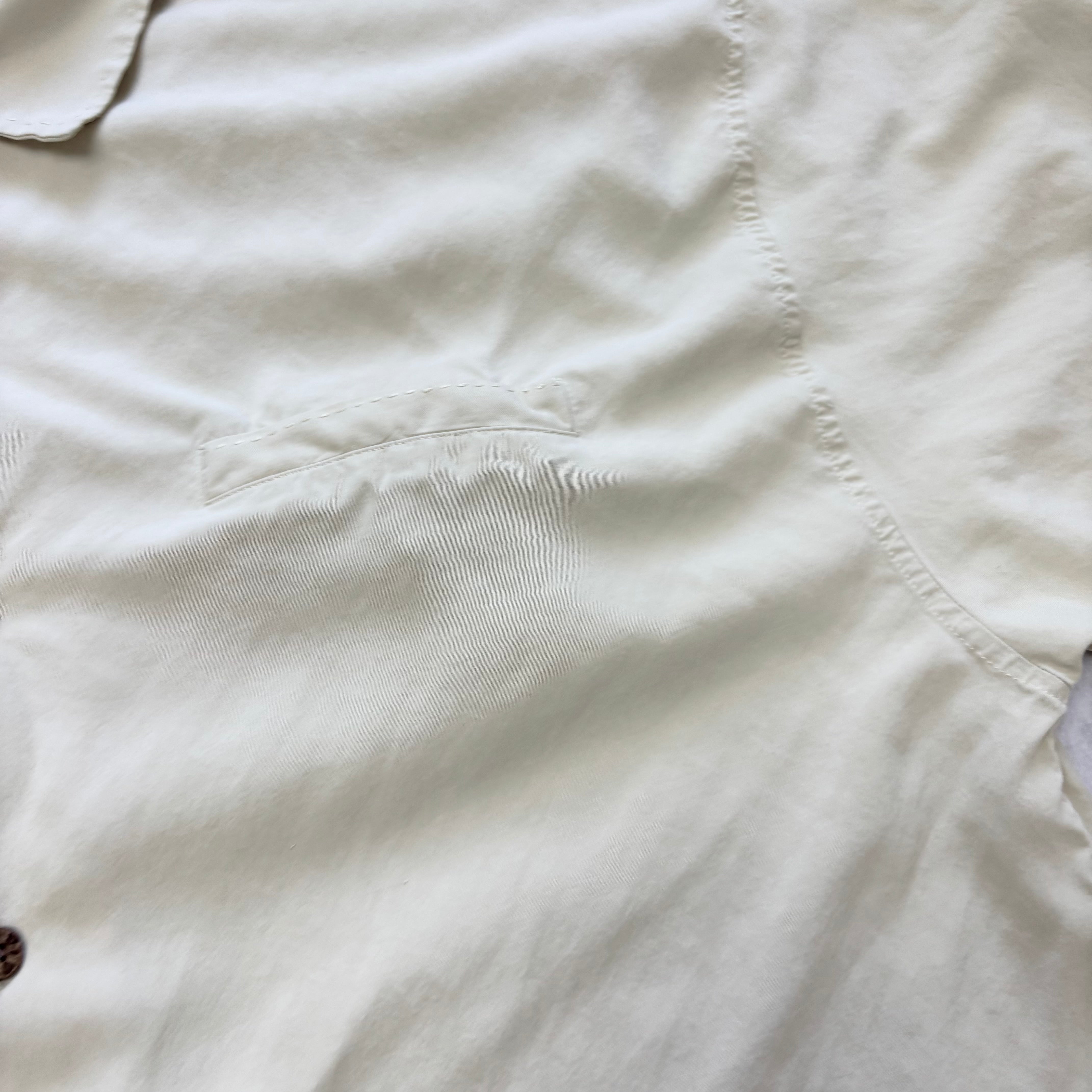 Vintage Shirt Mens XXL Cream Tan Short Sleeve Silk (E)