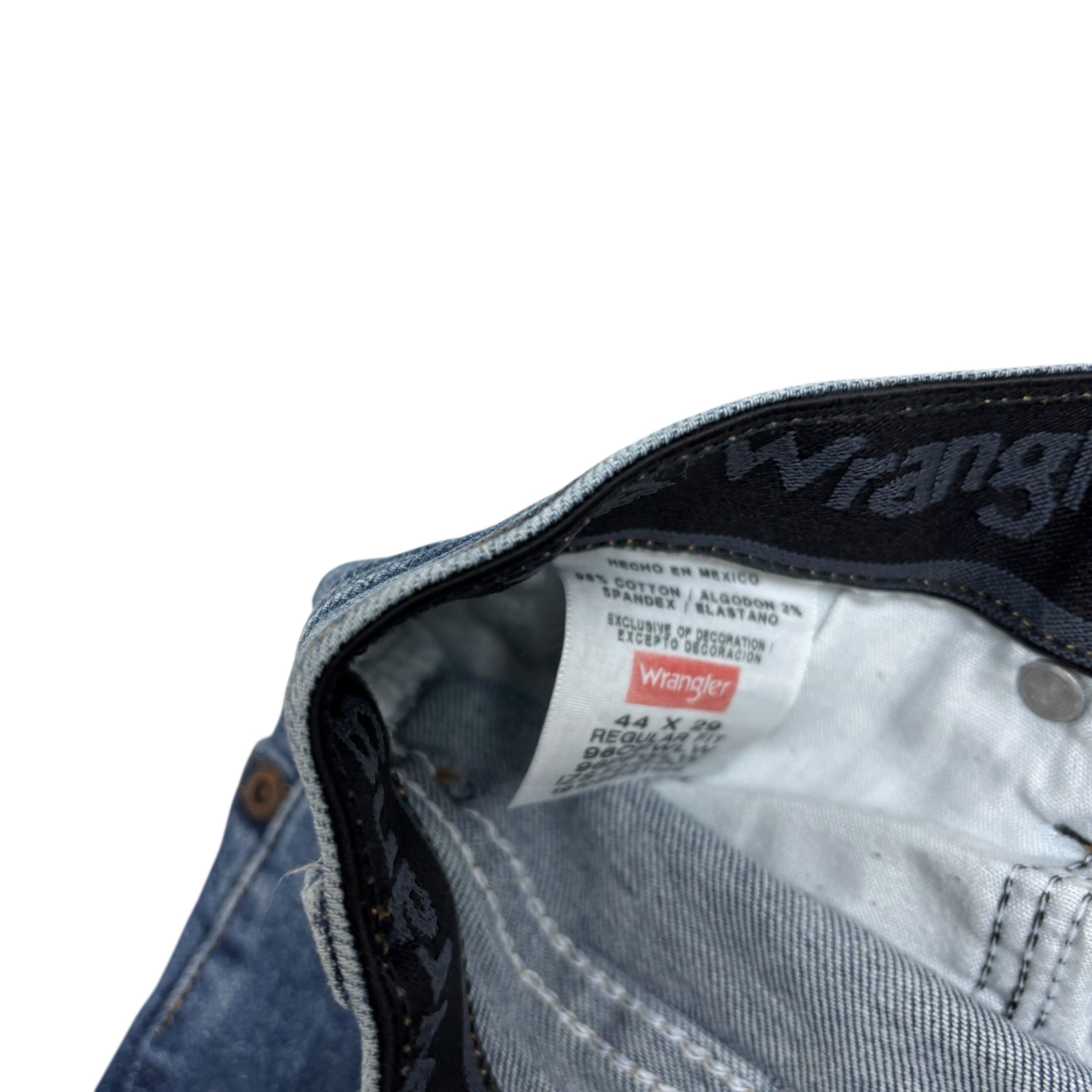 Wrangler Jeans W44 L30 Mens Mid Blue Regular Straight Fit Stretch Denim (E)