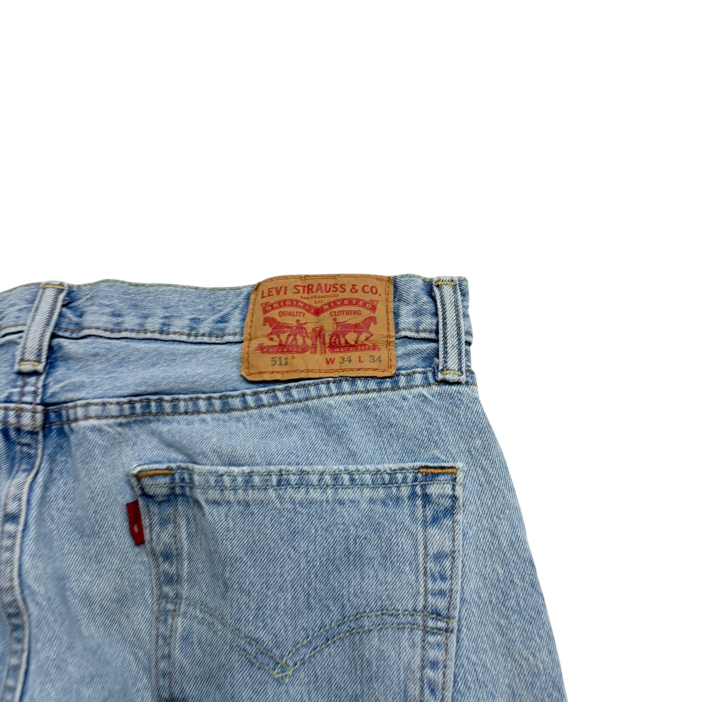 Levis 511 Jeans W34 L34 Mens Light Blue Slim Fit Stretch Denim (F)