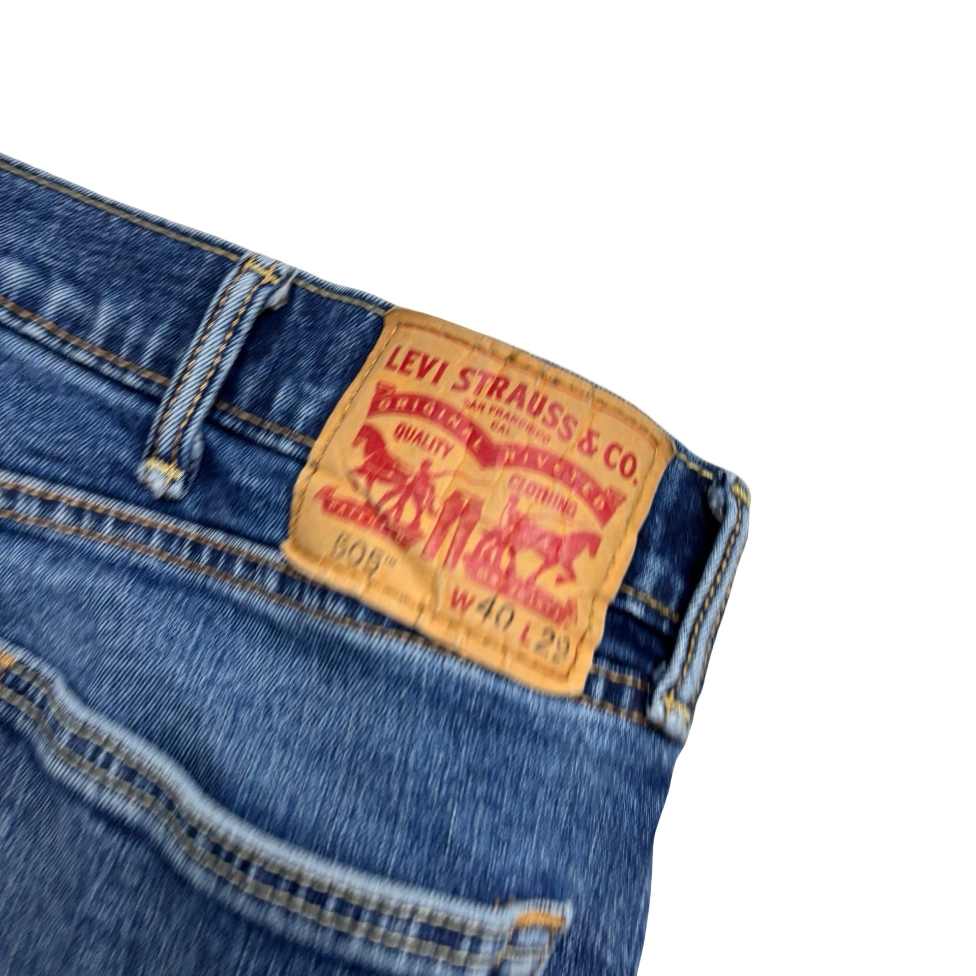 Levis 505 Jeans W38 L29 Mens Dark Blue Regular Straight Fit Stretch Denim (F)