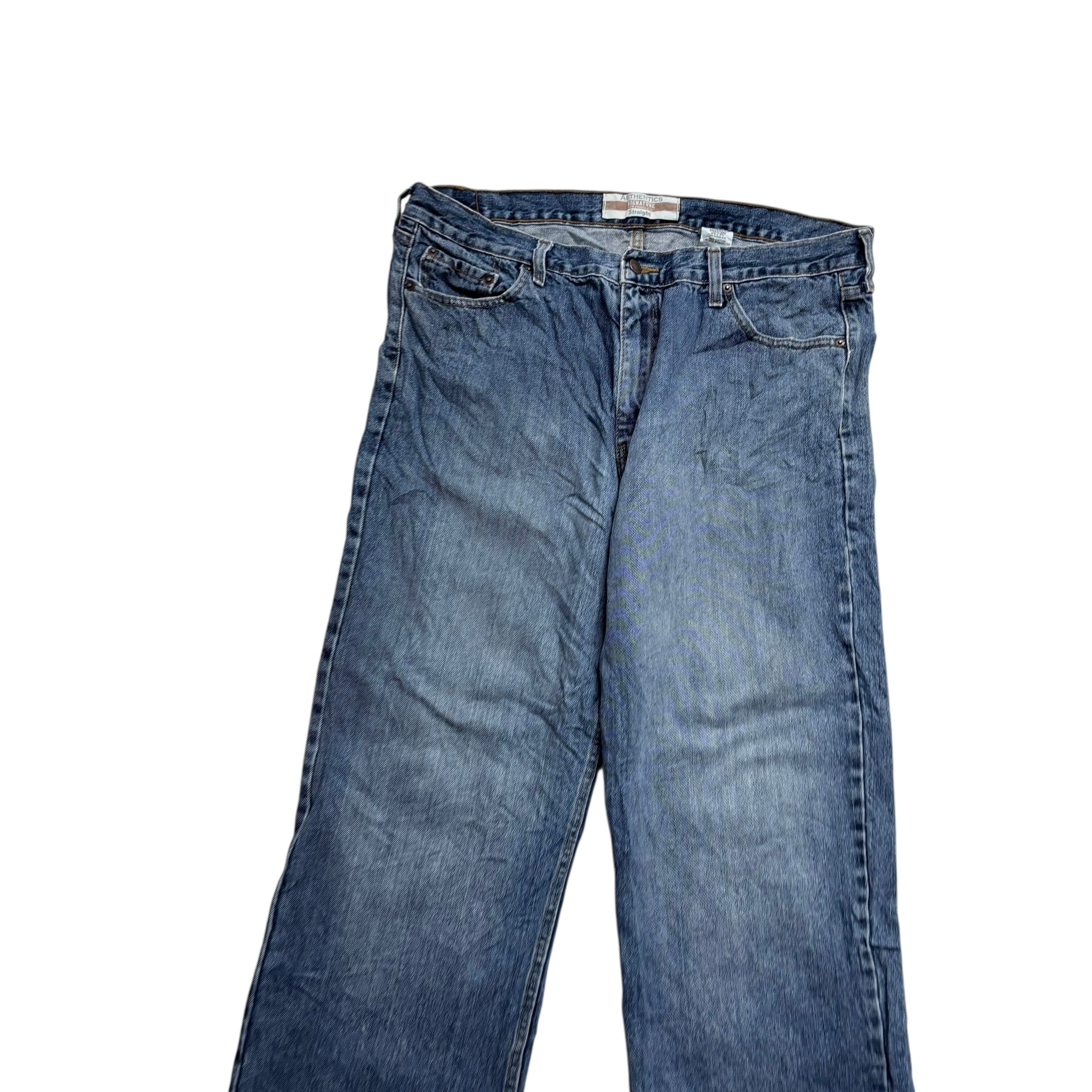 Levis Signature Jeans W38 L30 Mens Mid Blue Relaxed Straight Fit Vintage (F)