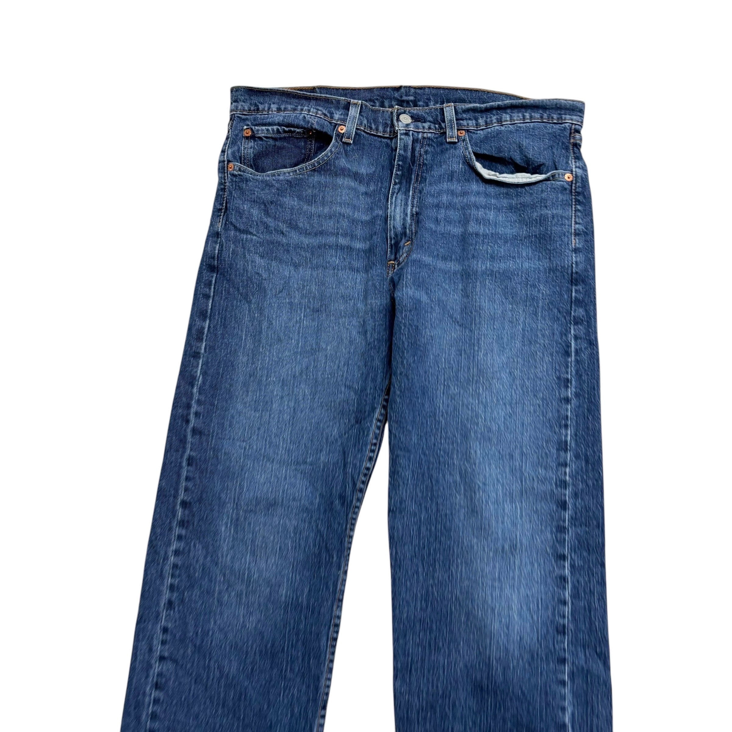 Levis 505 Jeans W36 L30 Mens Mid Blue Regular Straight Fit Stretch Denim (E)