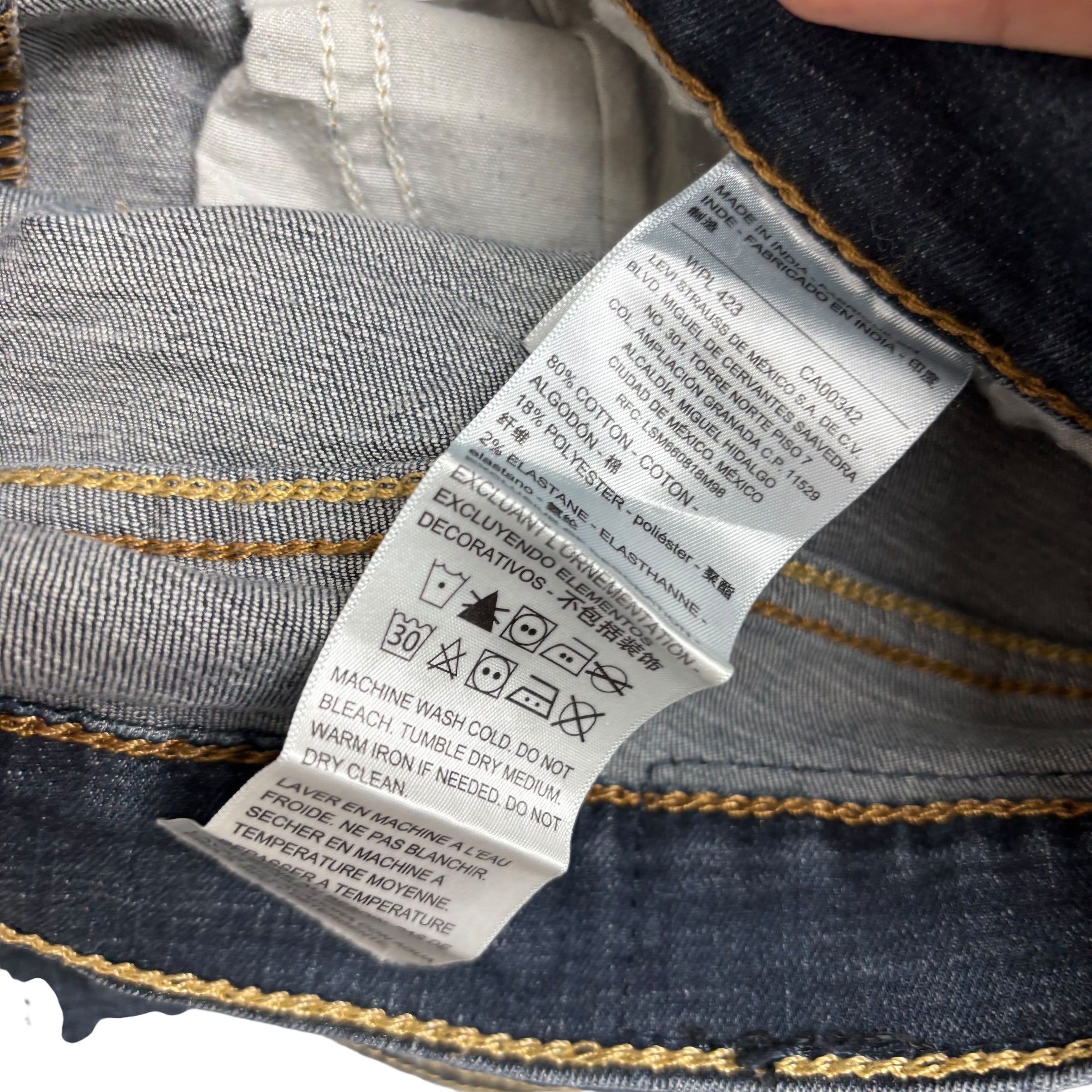 Levis Denizen Jeans W34 L30 Mens Dark Blue Slim Straight Fit Stretch