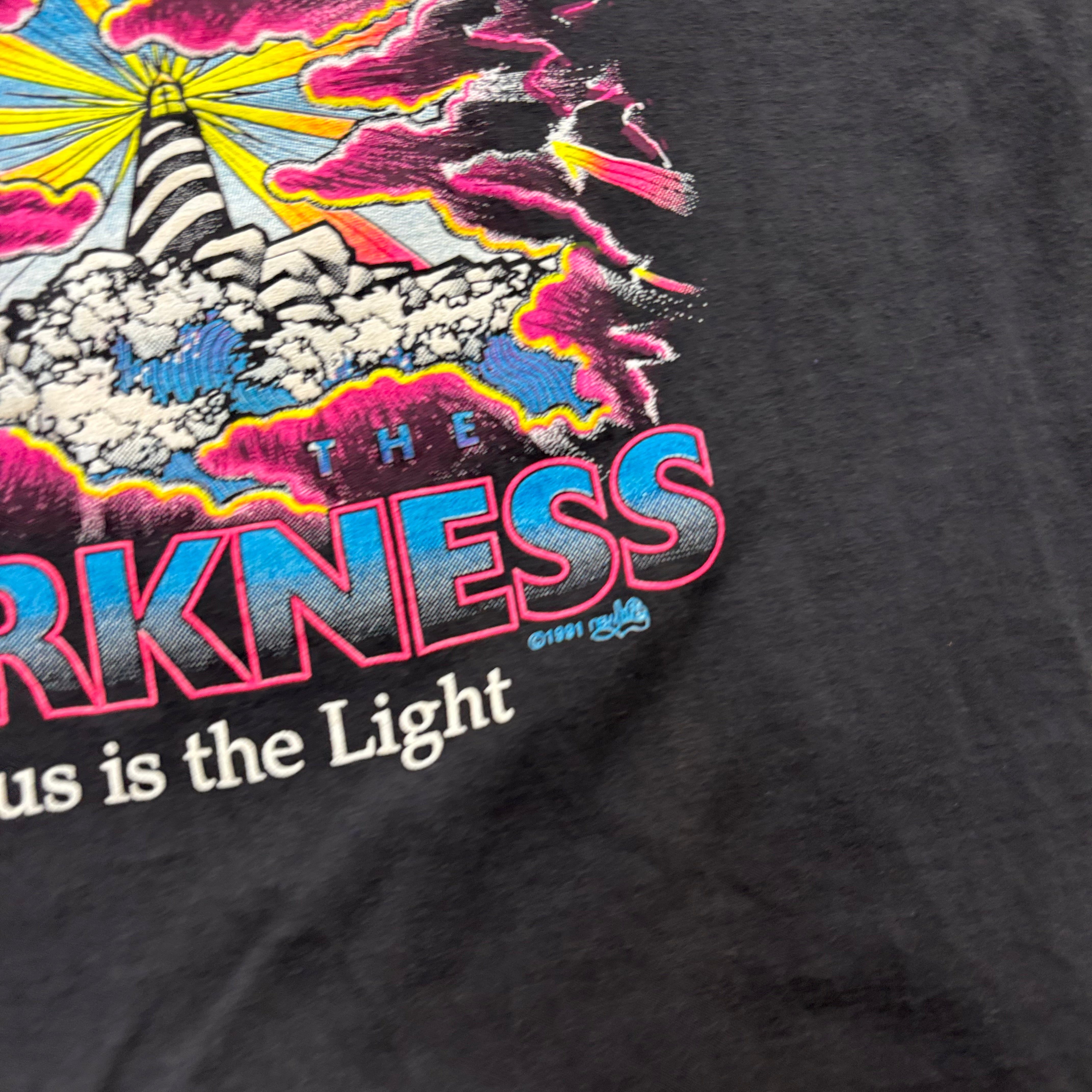 Vintage T Shirt Mens Large Black Single Stitch Graphic Print 90s USA (E)