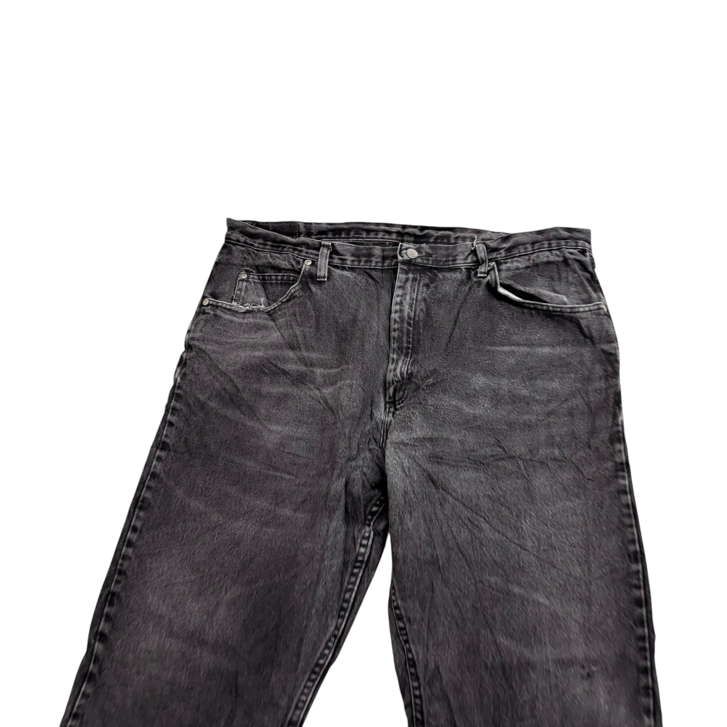 Wrangler Jeans W40 L30 Mens Black Relaxed Straight Fit Denim (F)