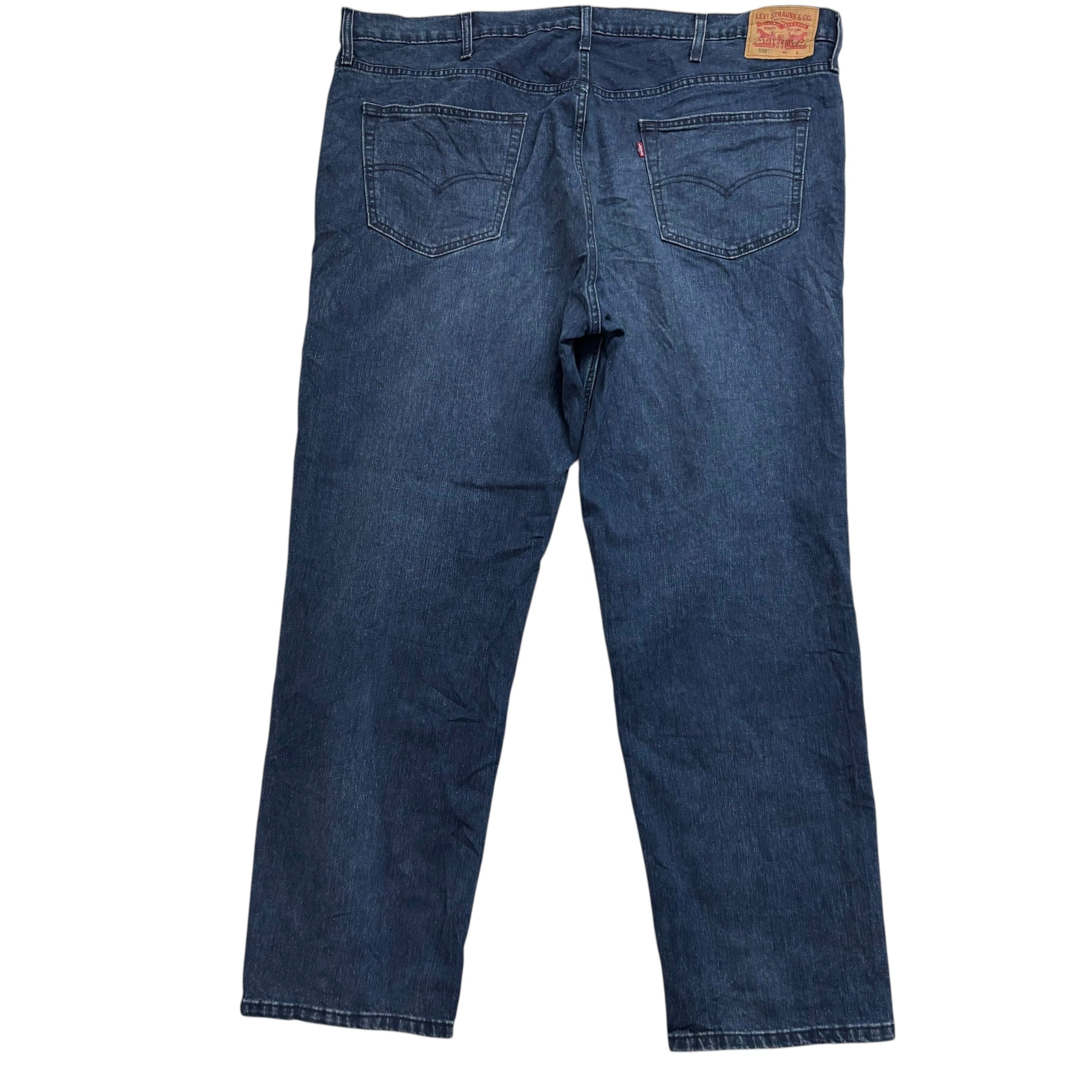 Levis 559 Jeans W48 L34 Mens Navy Blue Relaxed Straight Fit Stretch Denim (E)