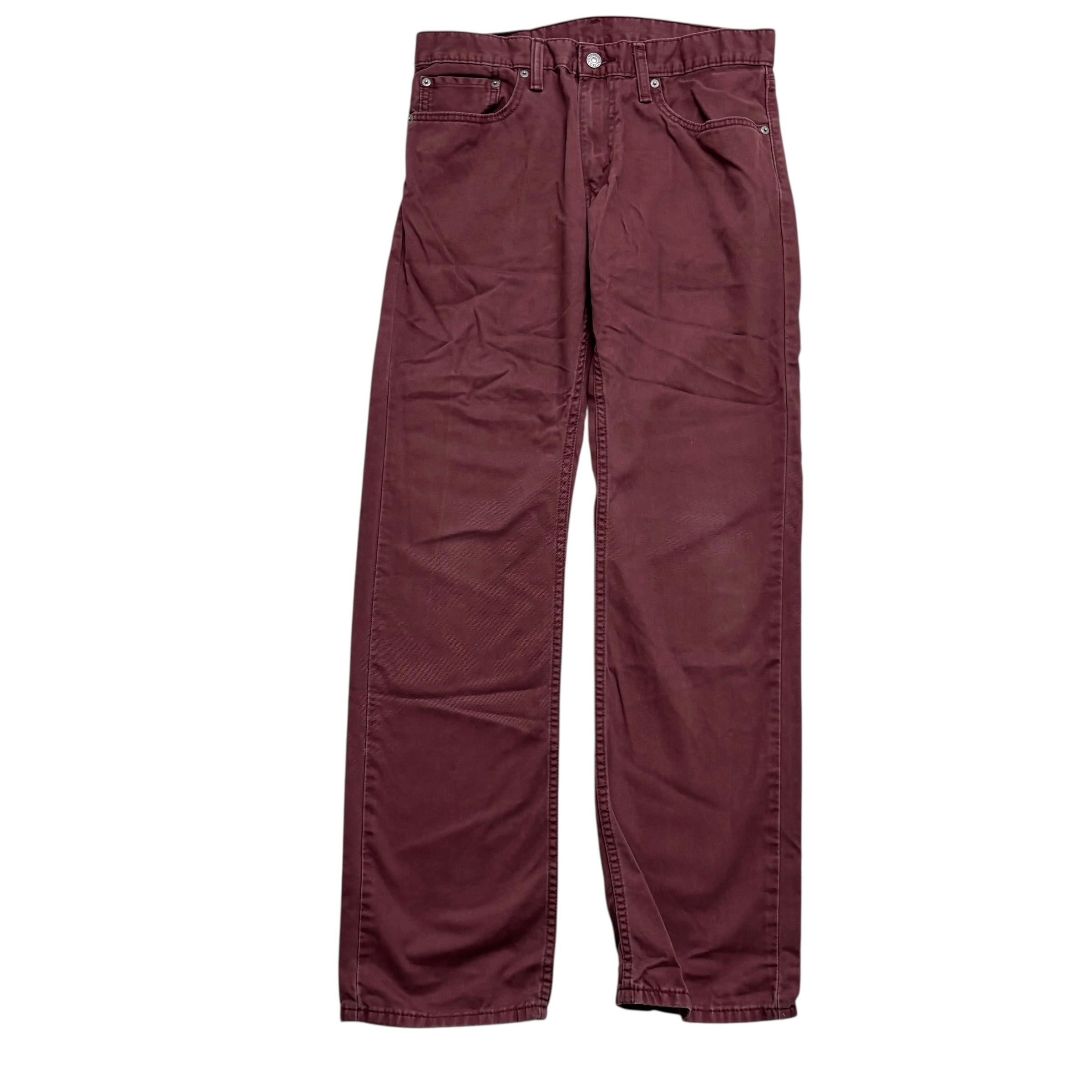 Levis 514 Trousers W32 L32 Mens Burgundy Regular Straight Fit Cotton Pants