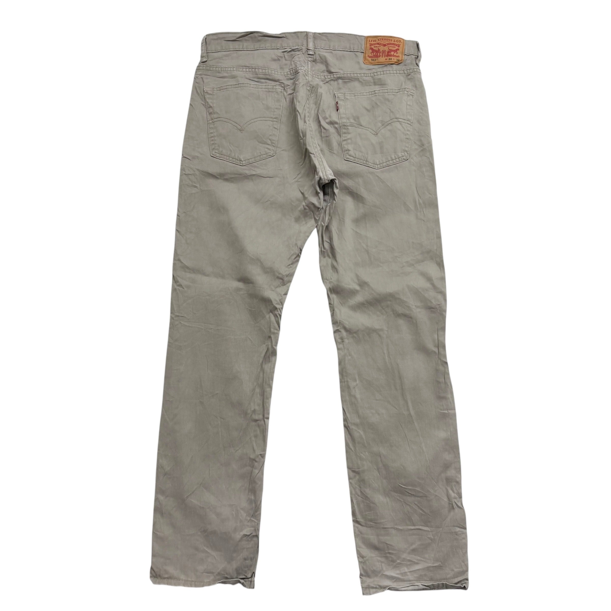 Levis 513 Jeans W34 L32 Mens Beige Regular Straight Fit Stretch Denim