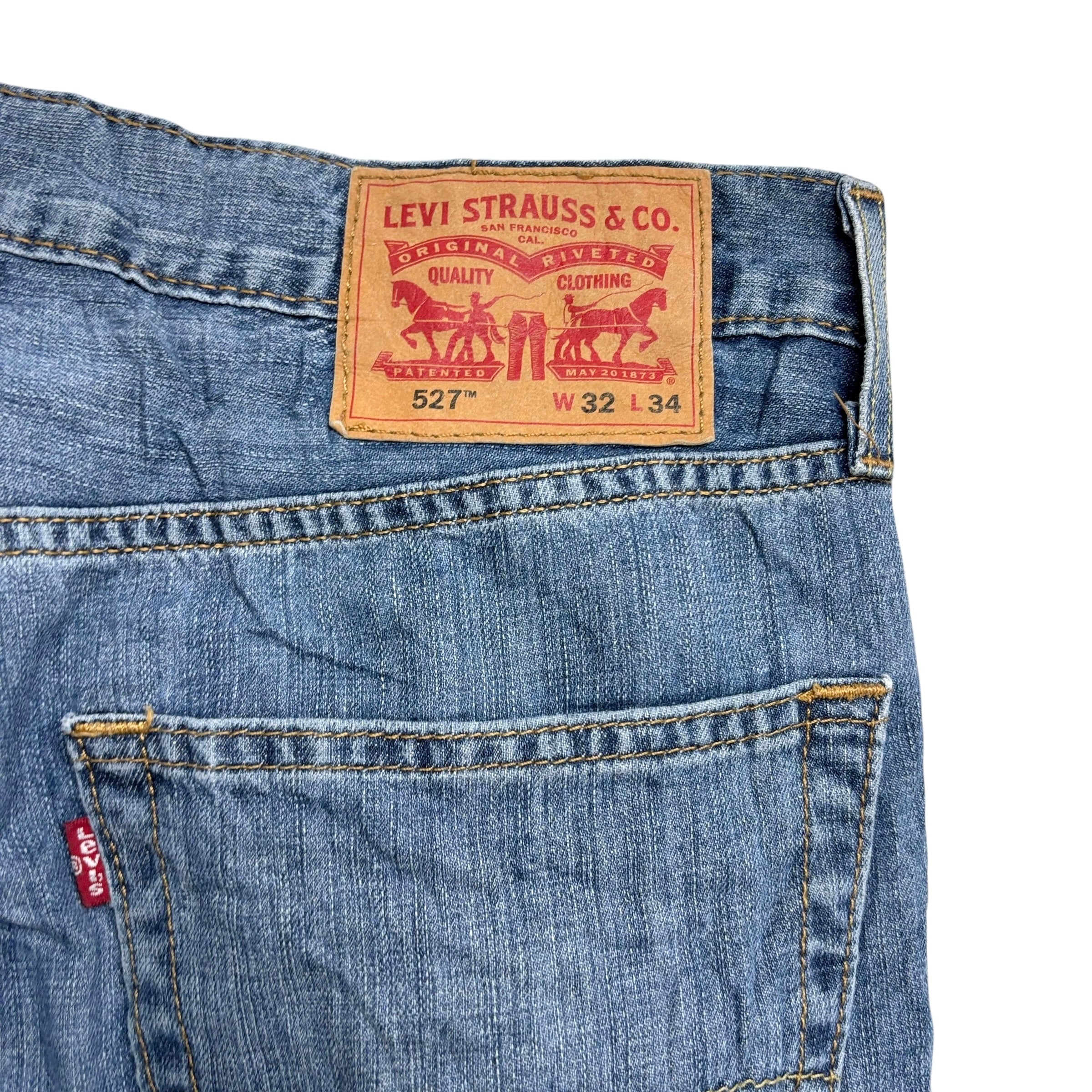 Levis 527 Jeans W32 L34 Mens Mid Blue Slim Bootcut Fit Denim (E)