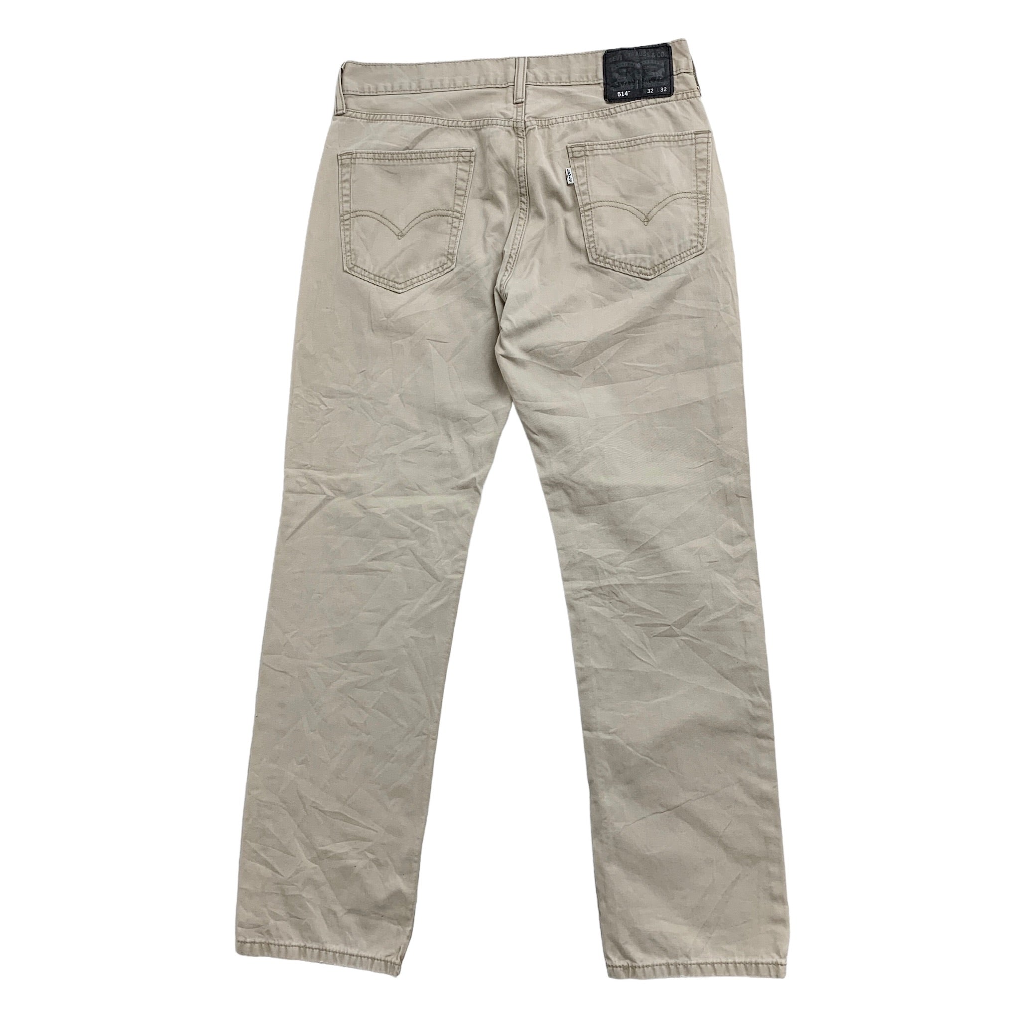 Levis 514 Trousers W32 L32 Mens Beige Cream Regular Straight Fit Cotton Pants