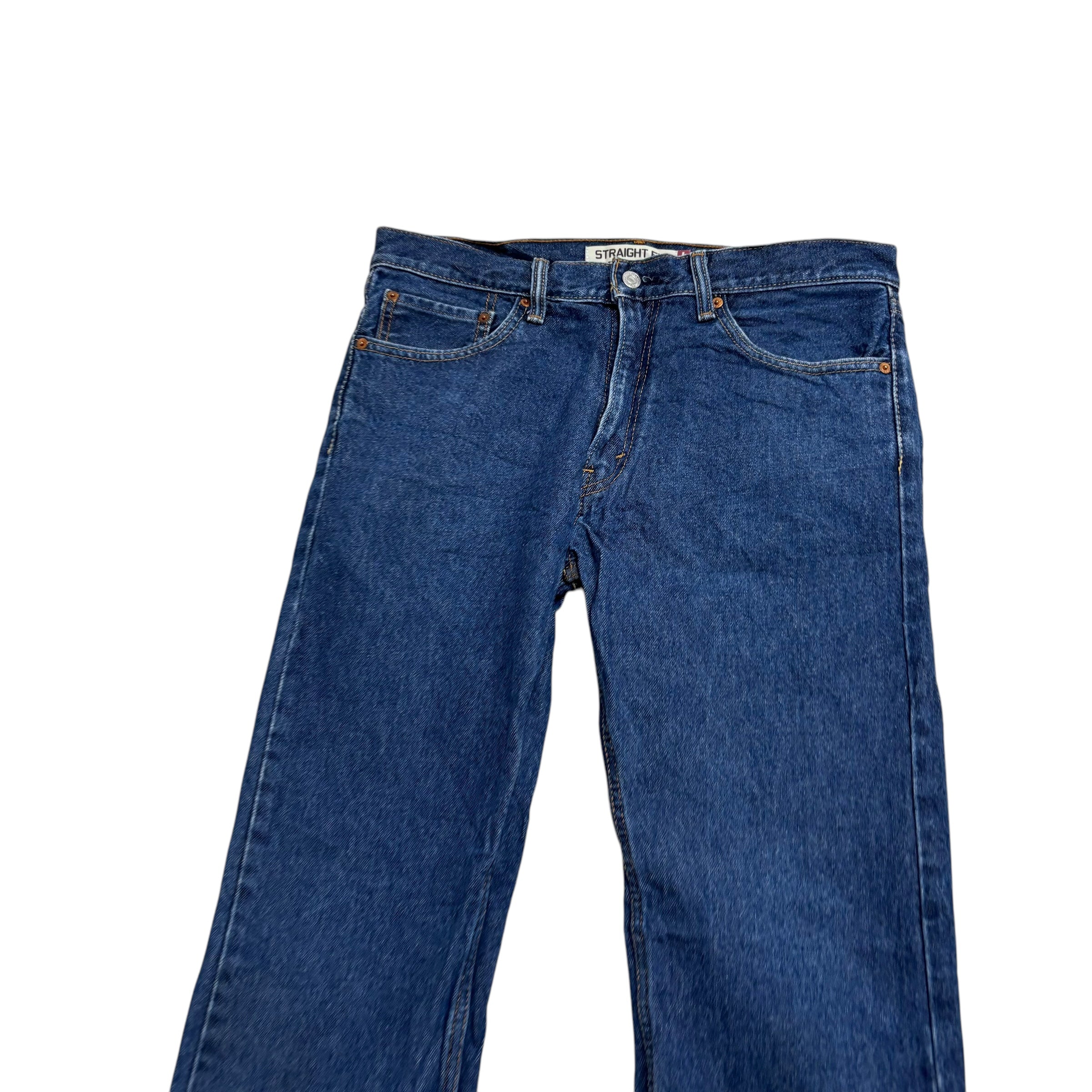 Levis 505 Jeans W33 L34 Mens Dark Blue Regular Straight Fit Vintage Denim (E)