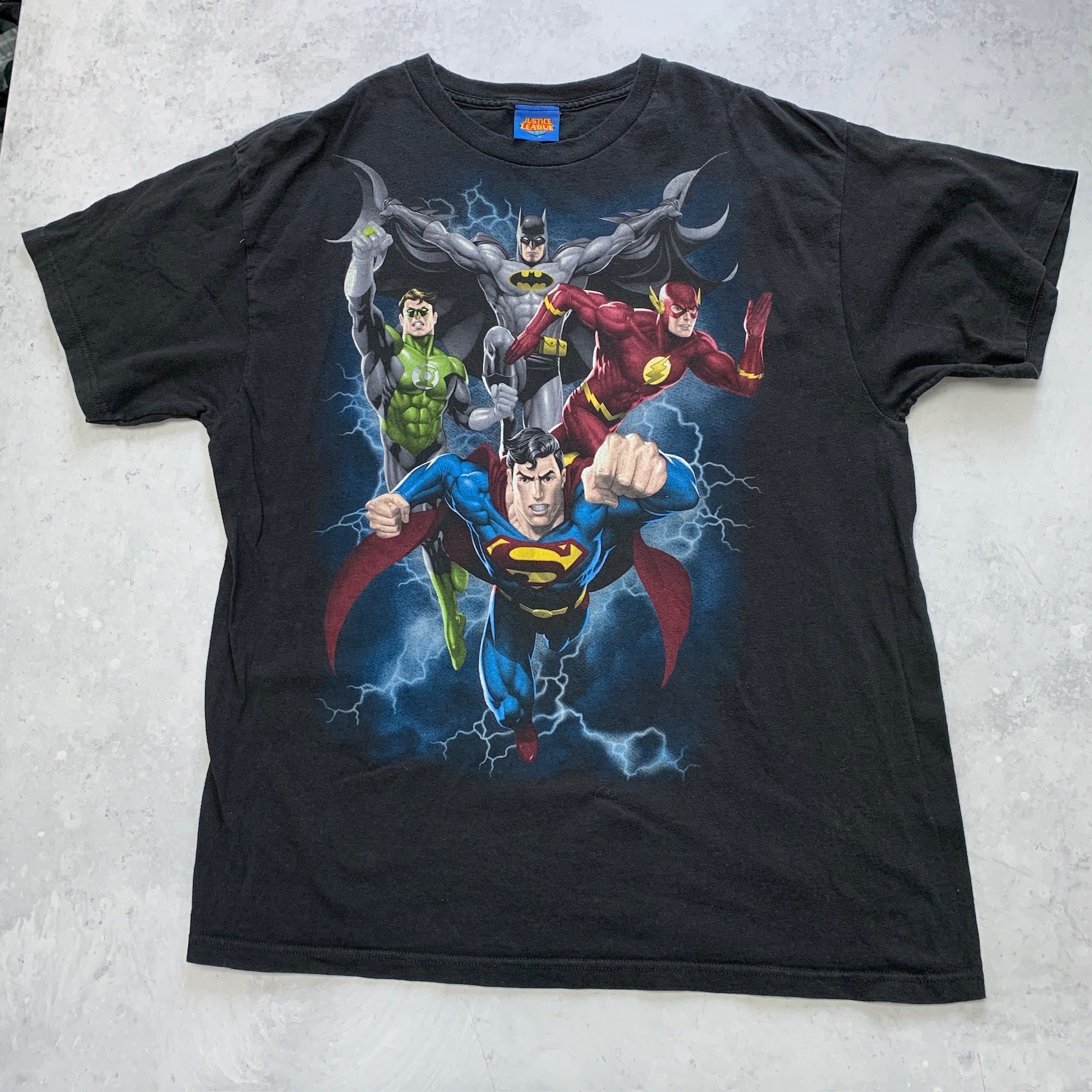 Vintage T Shirt Mens XL Black DC Justice League Graphic Print Y2K