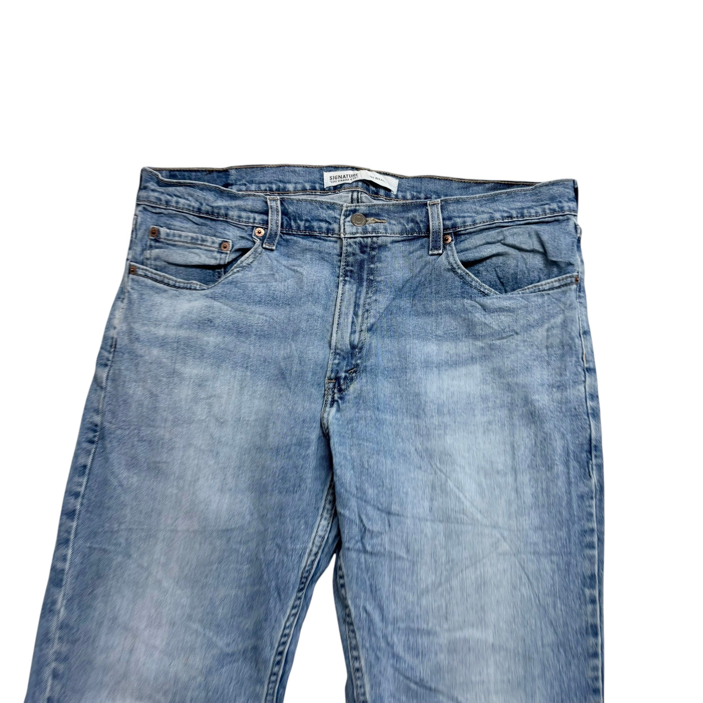 Levis Signature Jeans W36 L29 Mens Light Blue Relaxed Straight Fit Stretch Denim