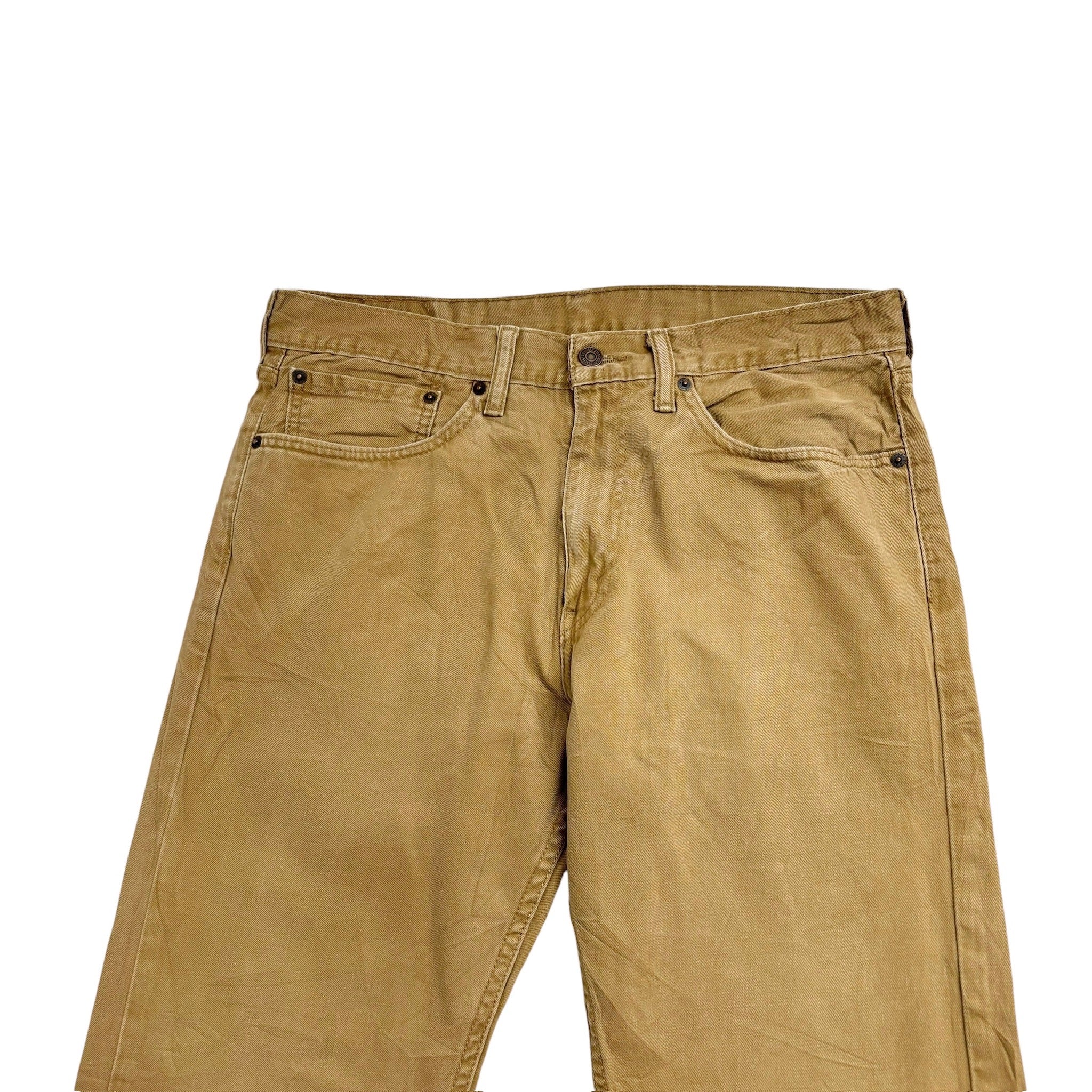 Levis 505 Trousers W34 L30 Mens Beige Tan Regular Straight Fit Cotton Pants