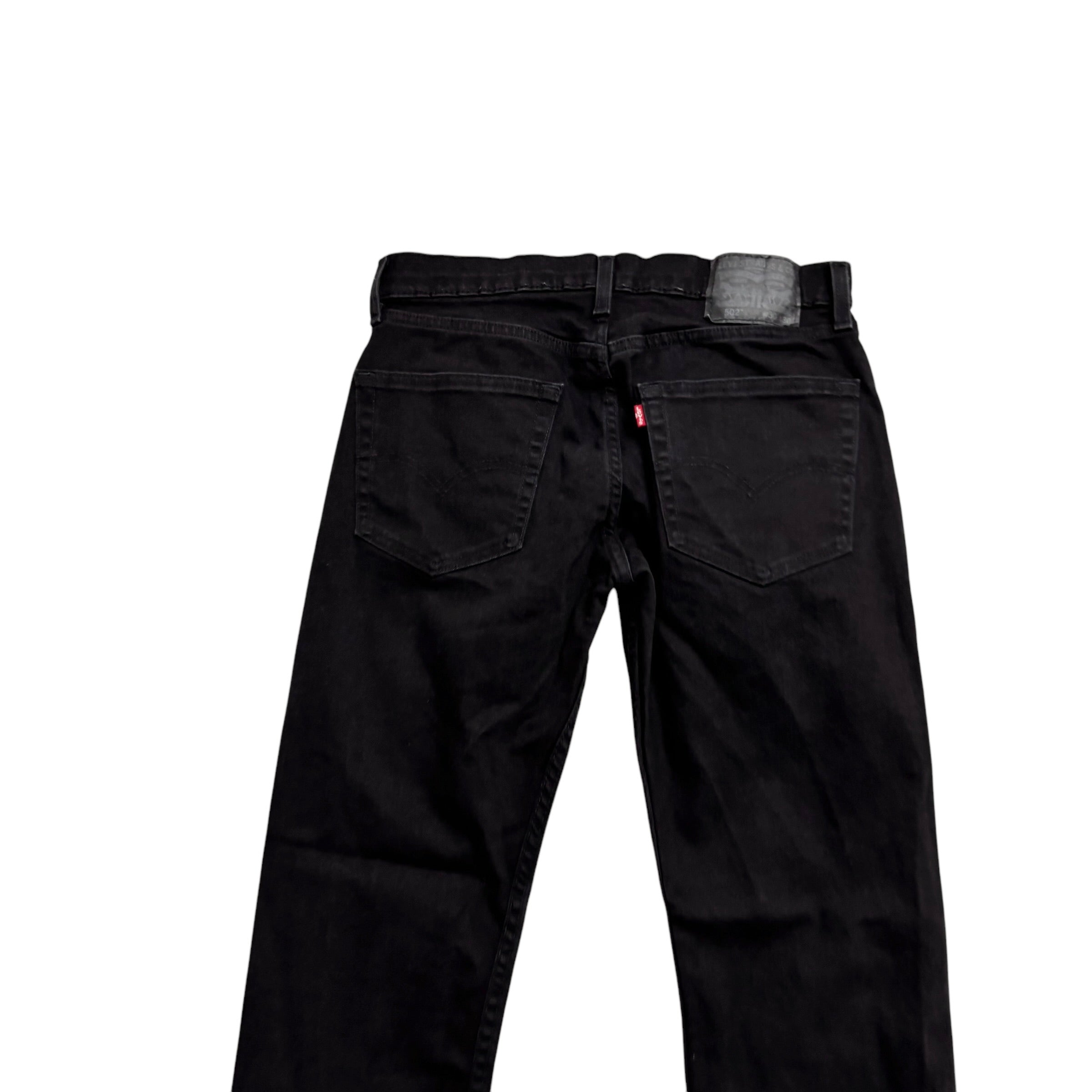 Levis 502 Jeans W30 L29 Mens Black Regular Tapered Fit Stretch Denim (E)