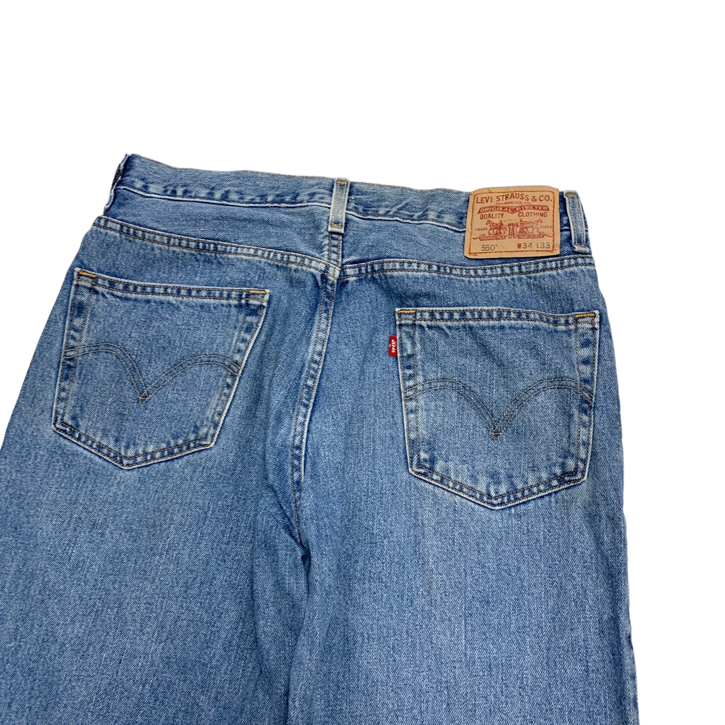 Levis 550 Jeans W34 L33 Mens Mid Blue Baggy Relaxed Straight Fit Vintage Denim