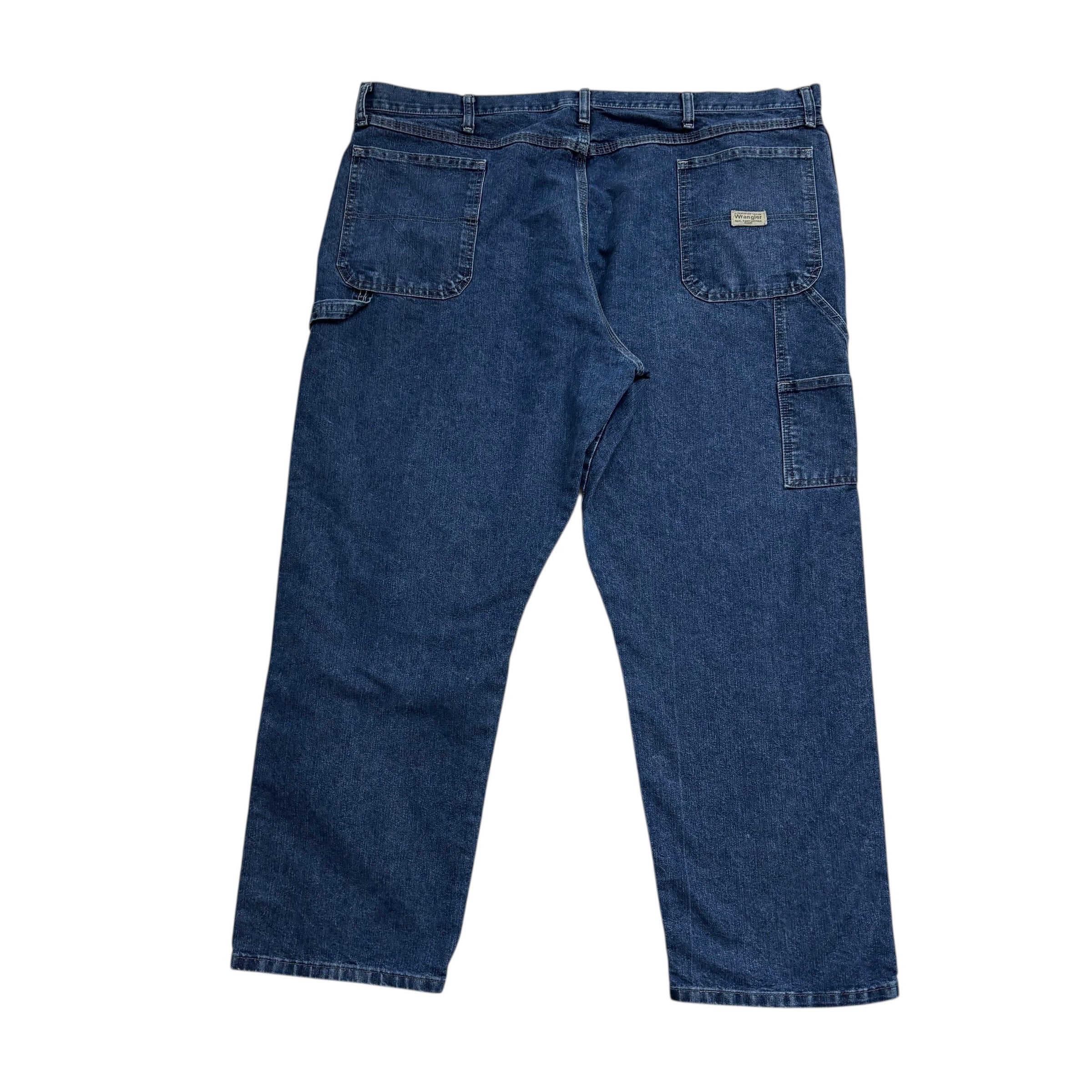Wrangler Carpenter Jeans W46 L30 Mens Mid Blue Relaxed Straight Fit Denim (E)