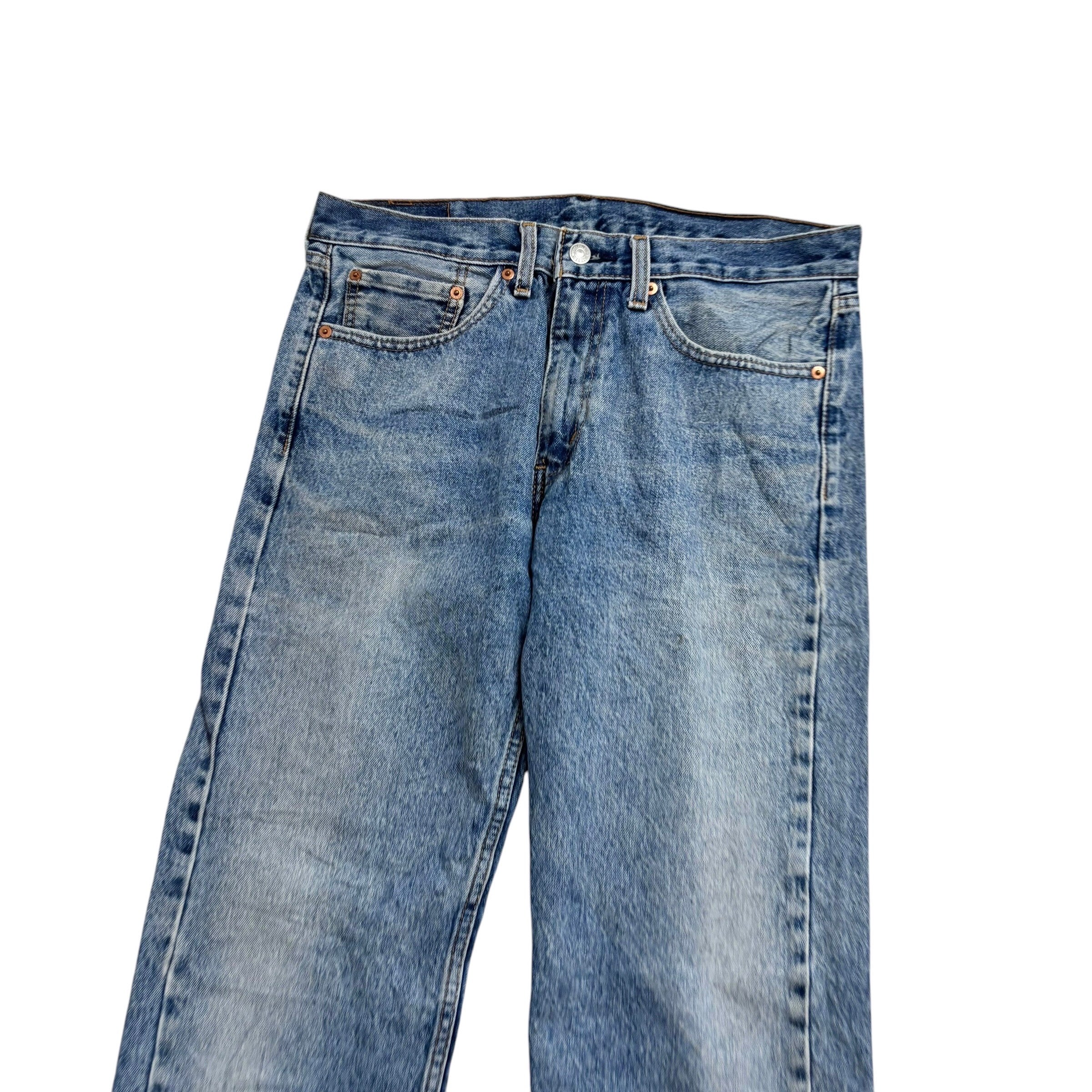 Levis 505 Jeans W32 L32 Mens Light Blue Regular Straight Fit Denim