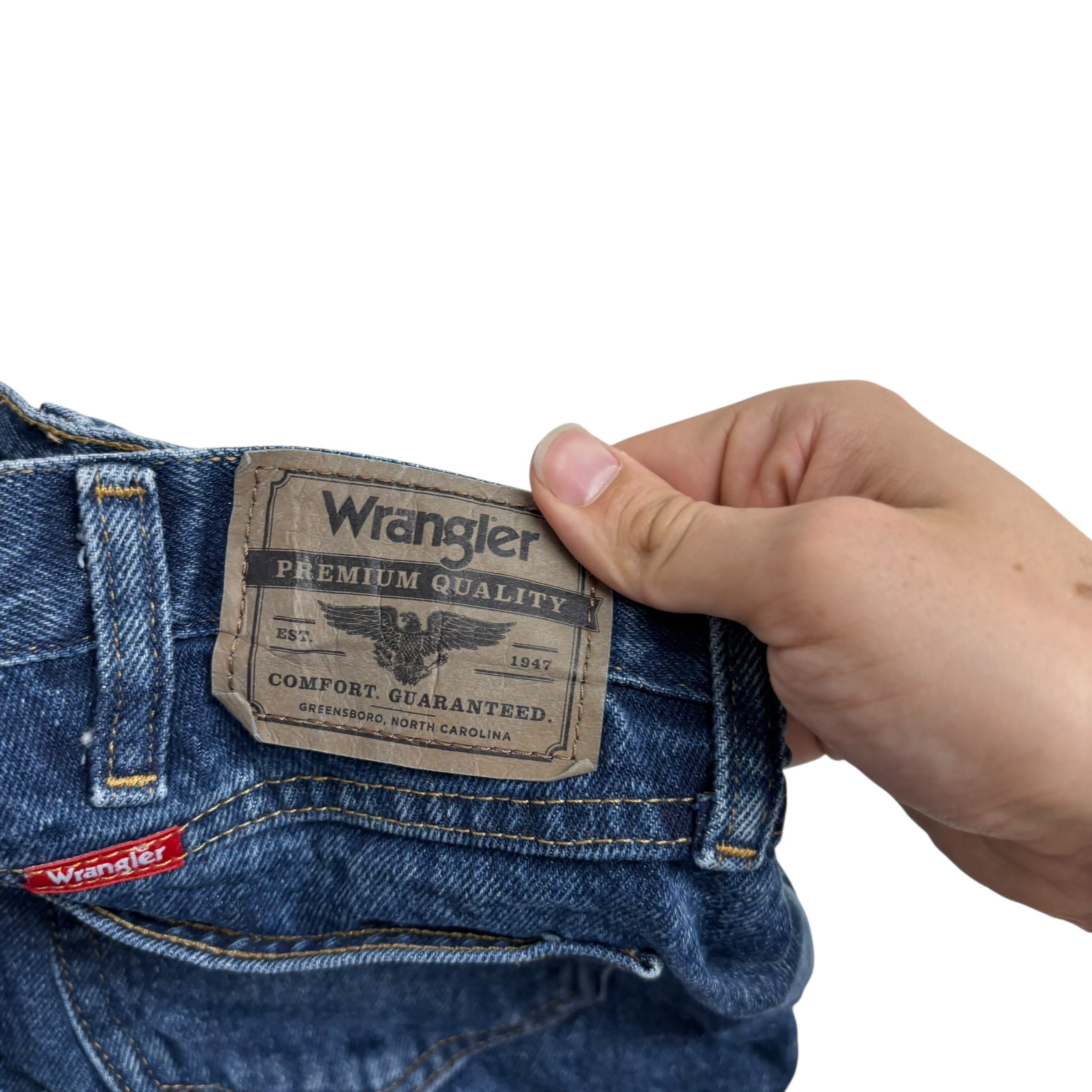 Wrangler Jeans W42 L29 Mens Mid Blue Relaxed Straight Fit Denim (E)