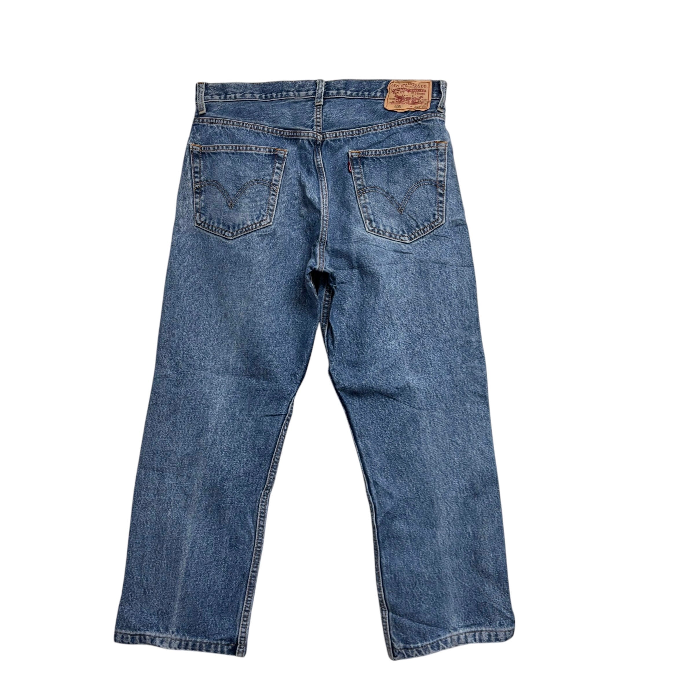 Levis 505 Jeans W34 L26 Mens Mid Blue Regular Straight Fit Vintage Denim
