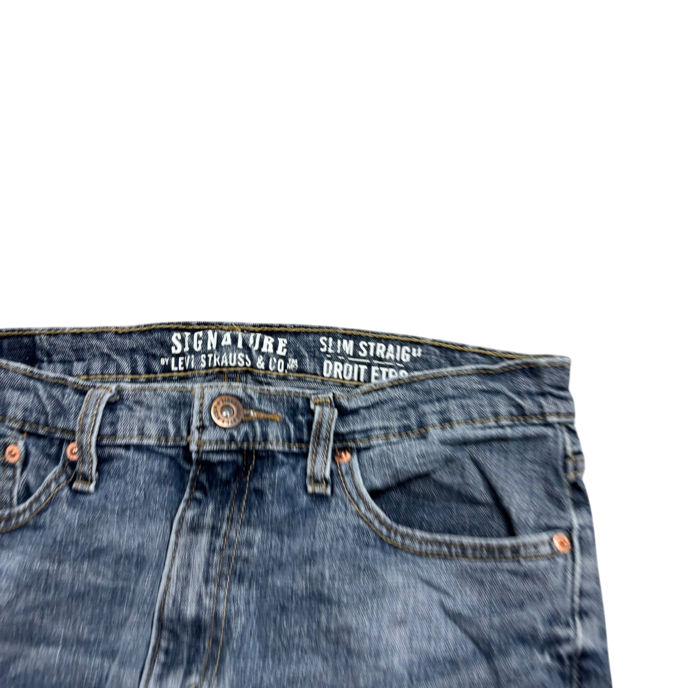 Levis Signature Jeans W34 L29 Mens Blue Slim Straight Fit Stretch Denim