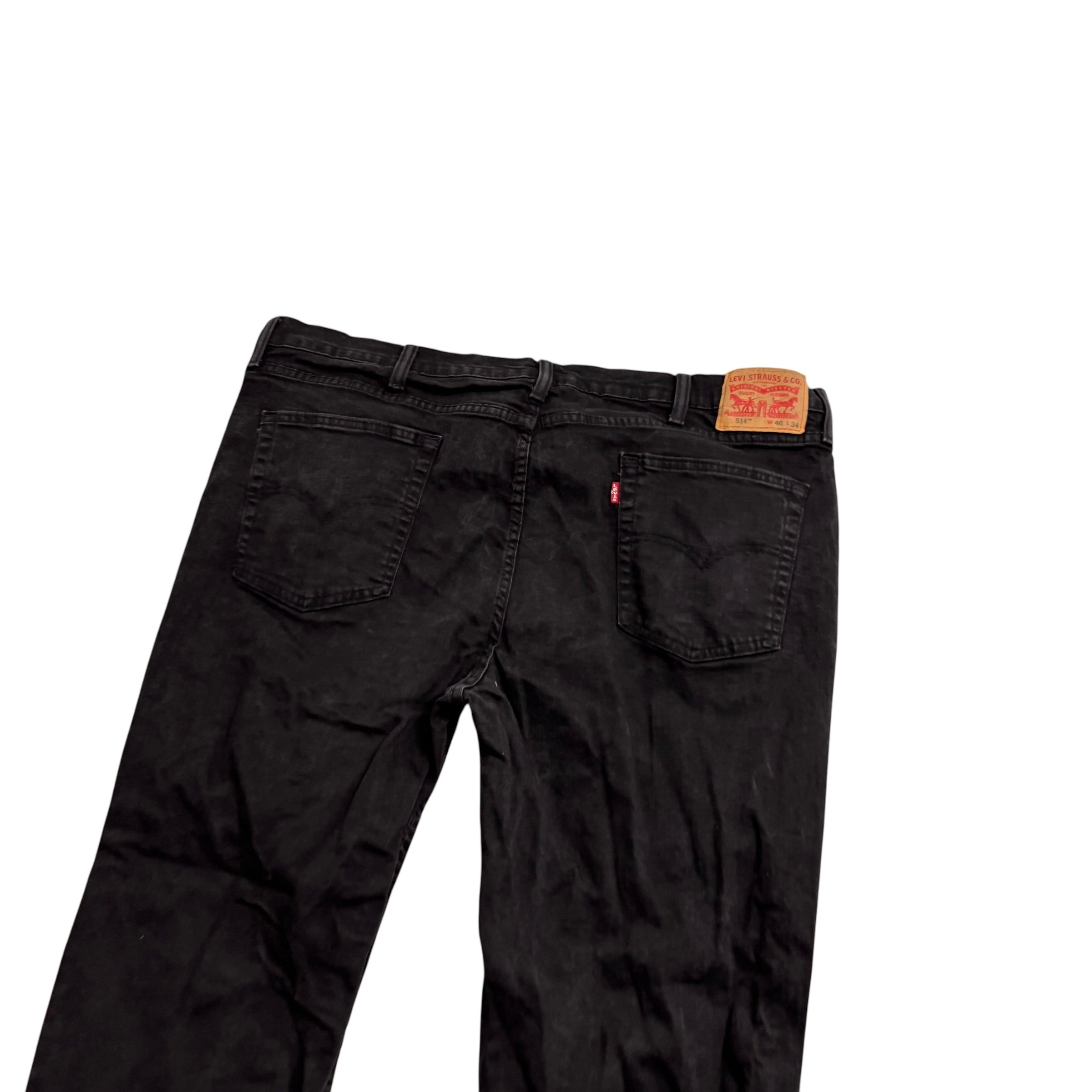 Levis 514 Jeans W44 L33 Mens Black Regular Straight Fit Stretch Denim (E)